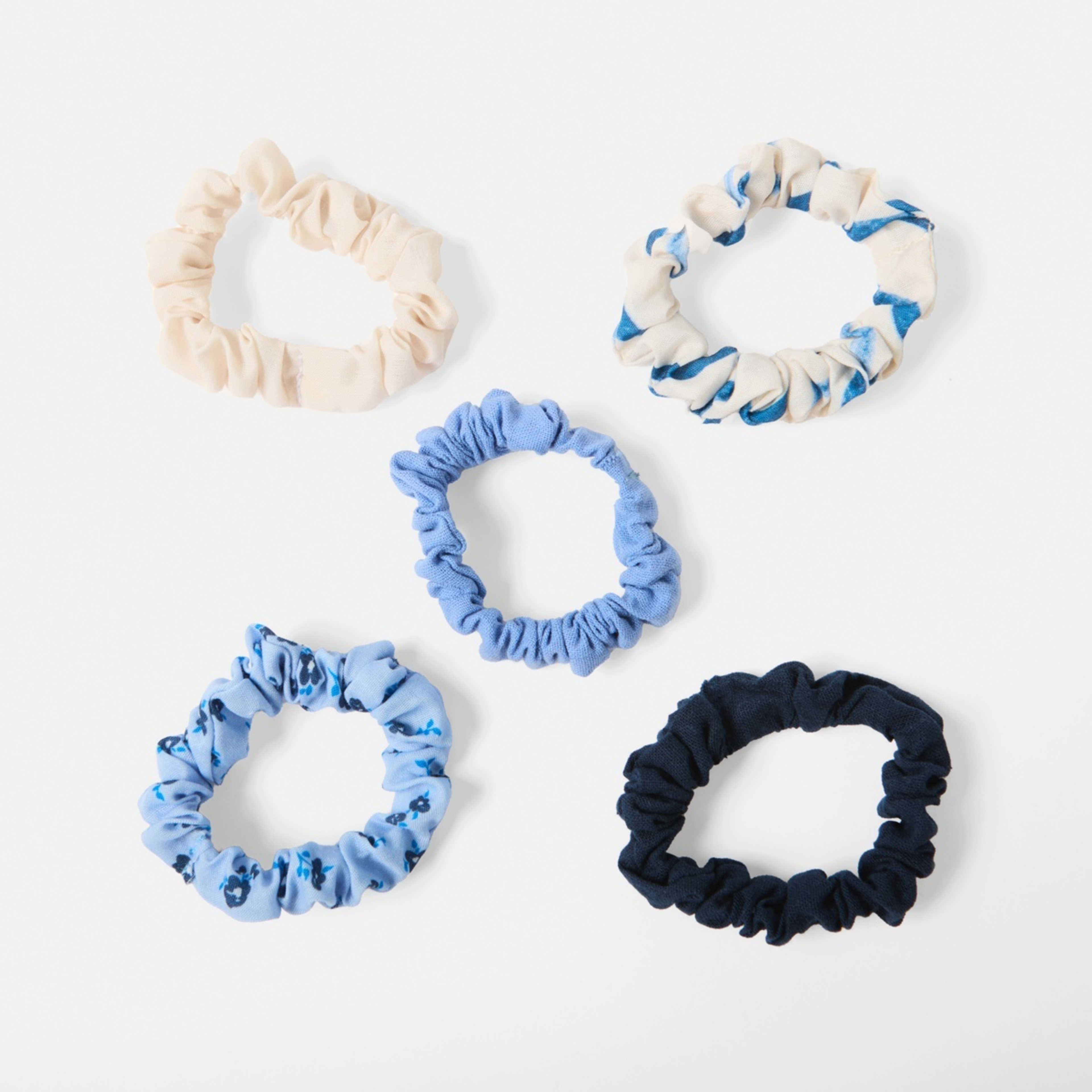 2 5 Pack Mini Linen Print Hair Scrunchies, 2 of 5