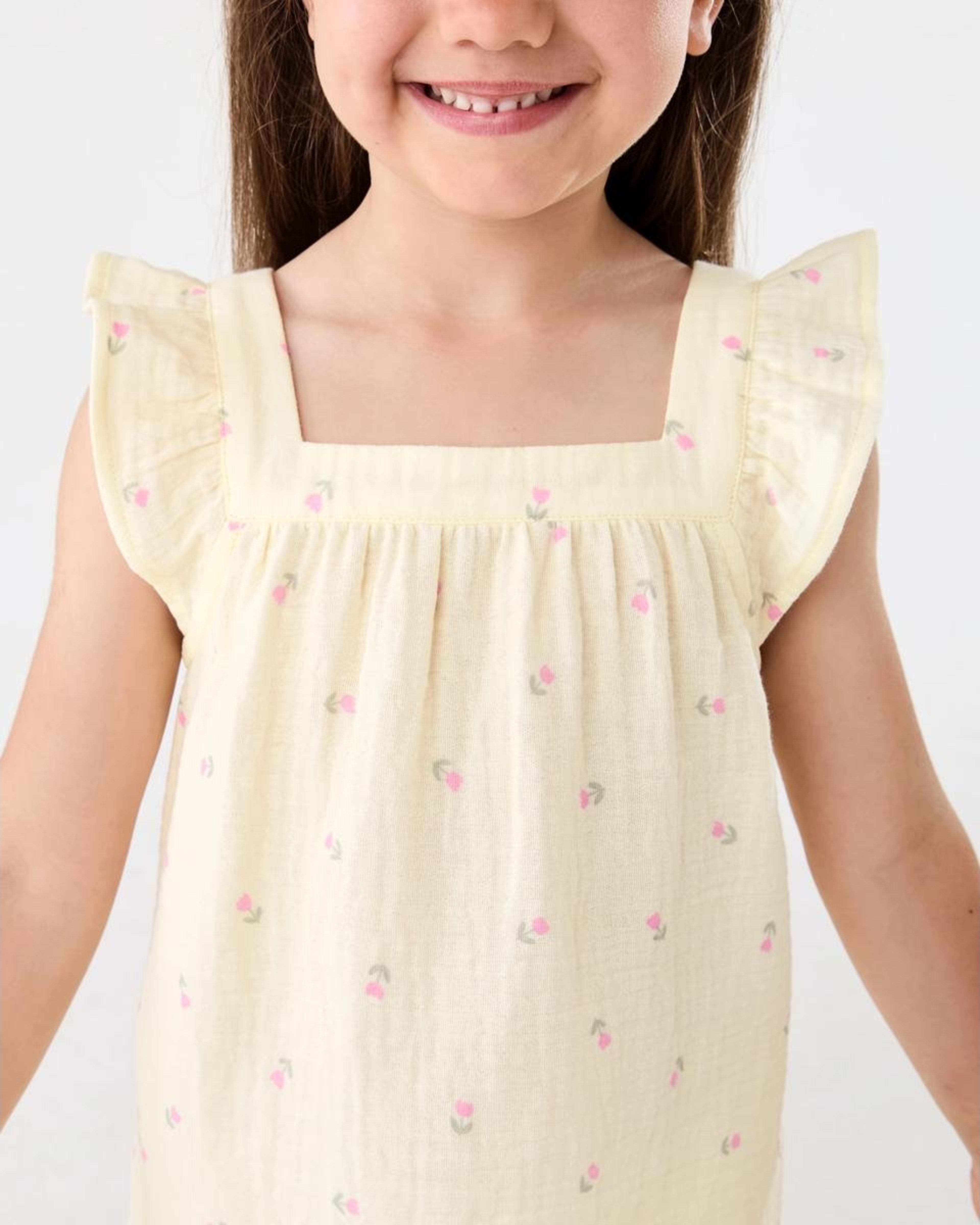 4 Short Sleeve Woven Frill Pyjama Set Ylw Tulip, 4 of 5