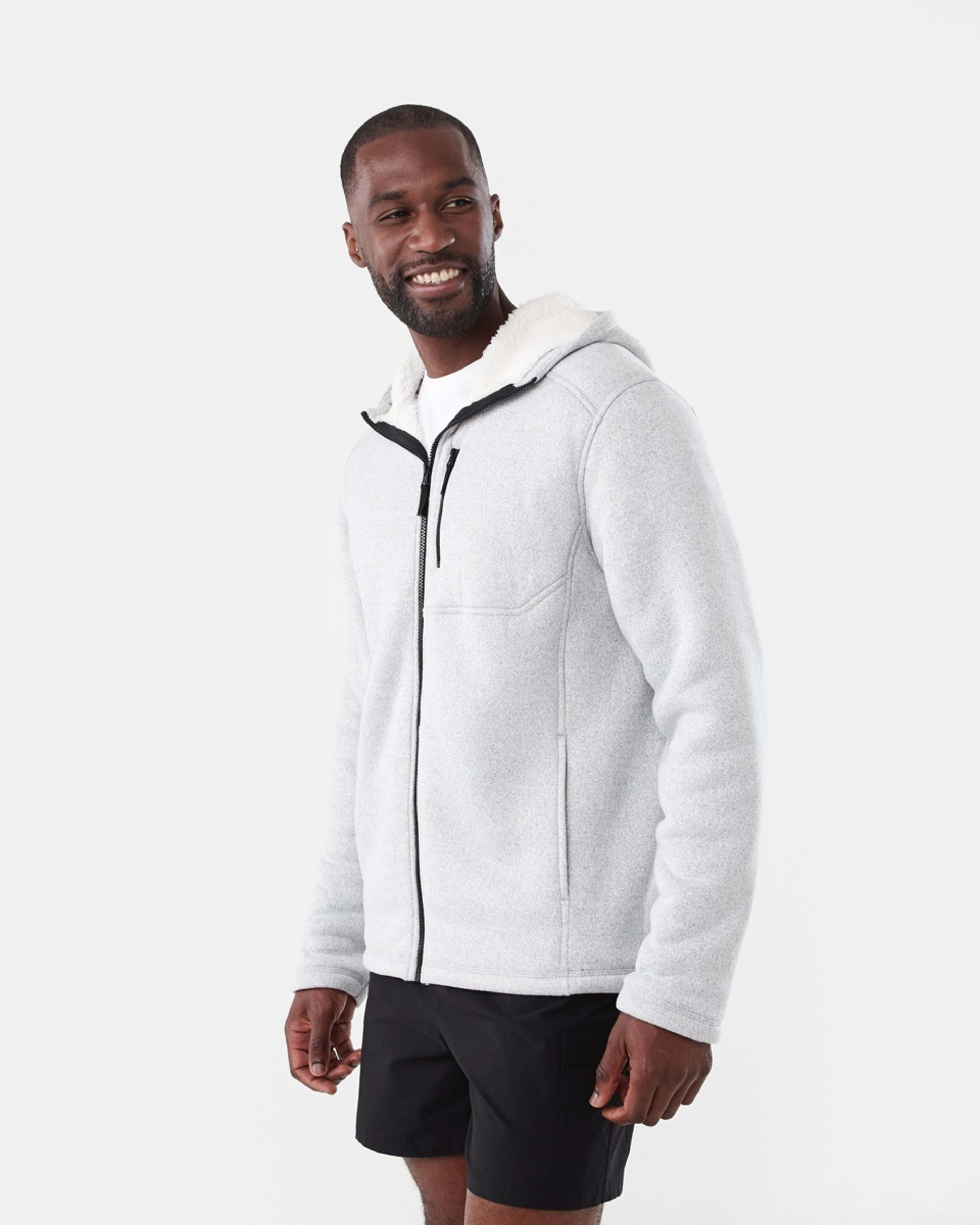 3 Active Mens Knit Sherpa Jacket Grey Marle, 3 of 8