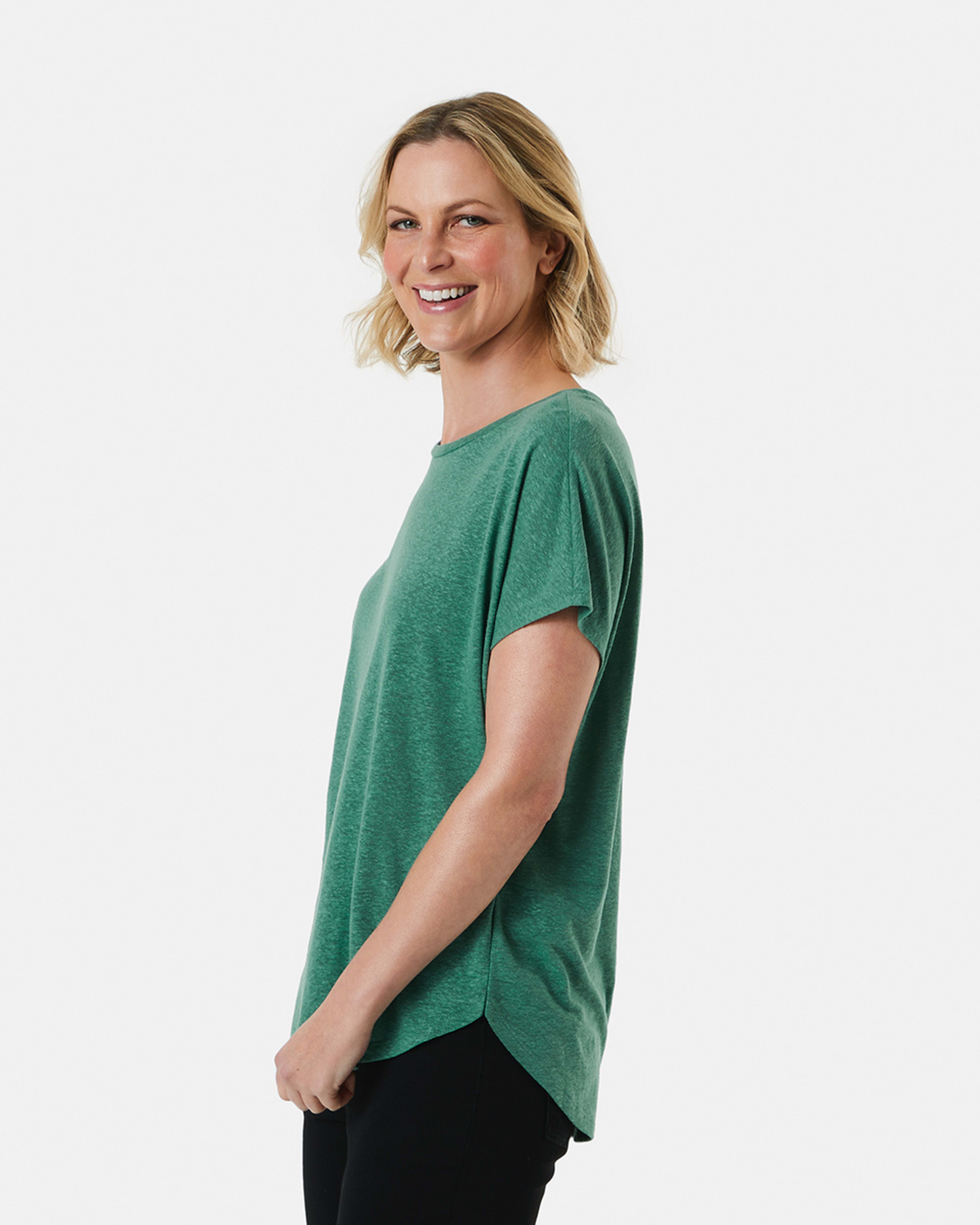 Linen Blend Extended Sleeve Tee Kmart