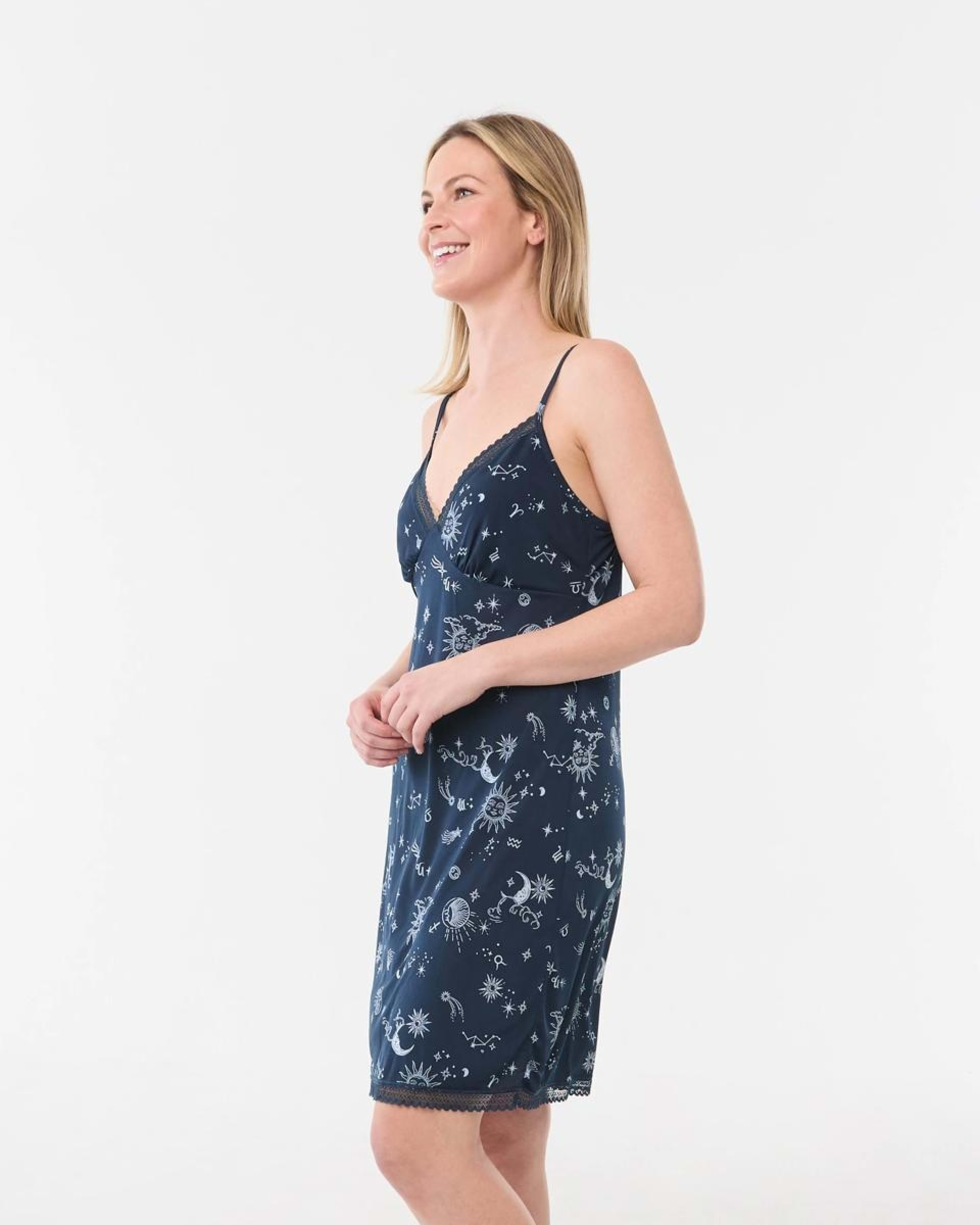 2 Printed Lace Trim Chemise CELESTIAL NAVY BLAZER, 2 of 5