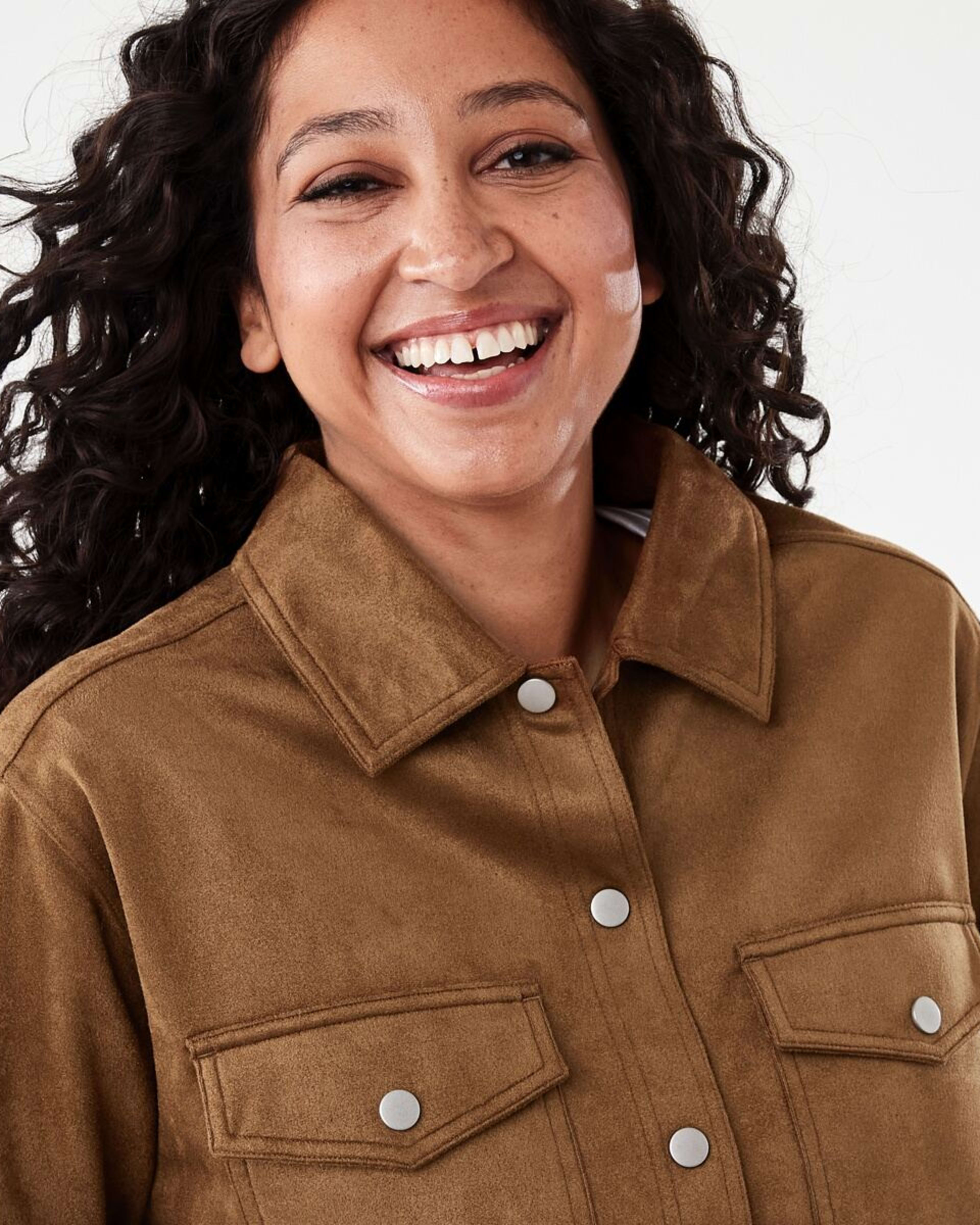 5 Long Sleeve Suedette Shirt Deep Camel, 5 of 8