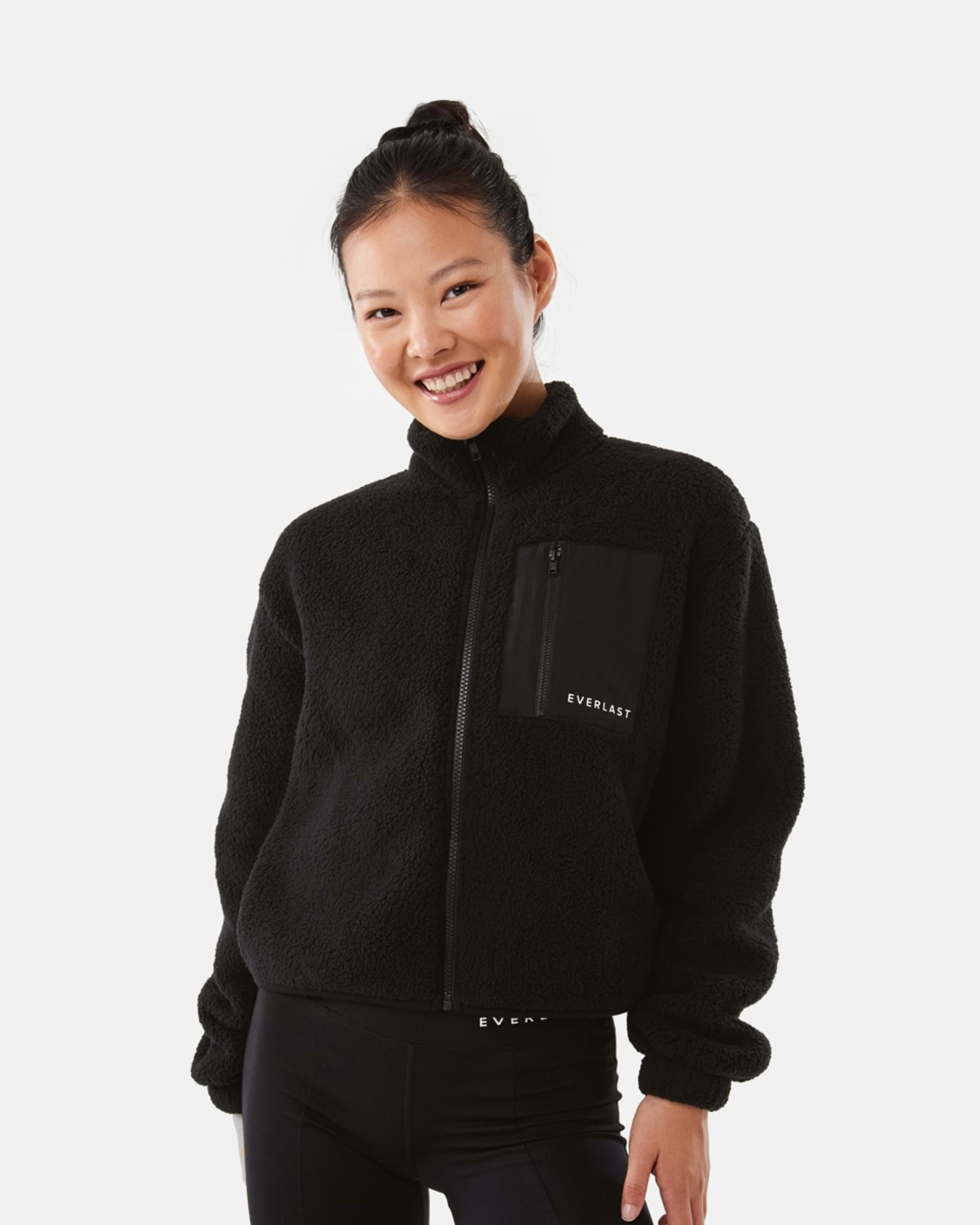 2 Everlast Womens Sherpa Jacket Black, 2 of 8