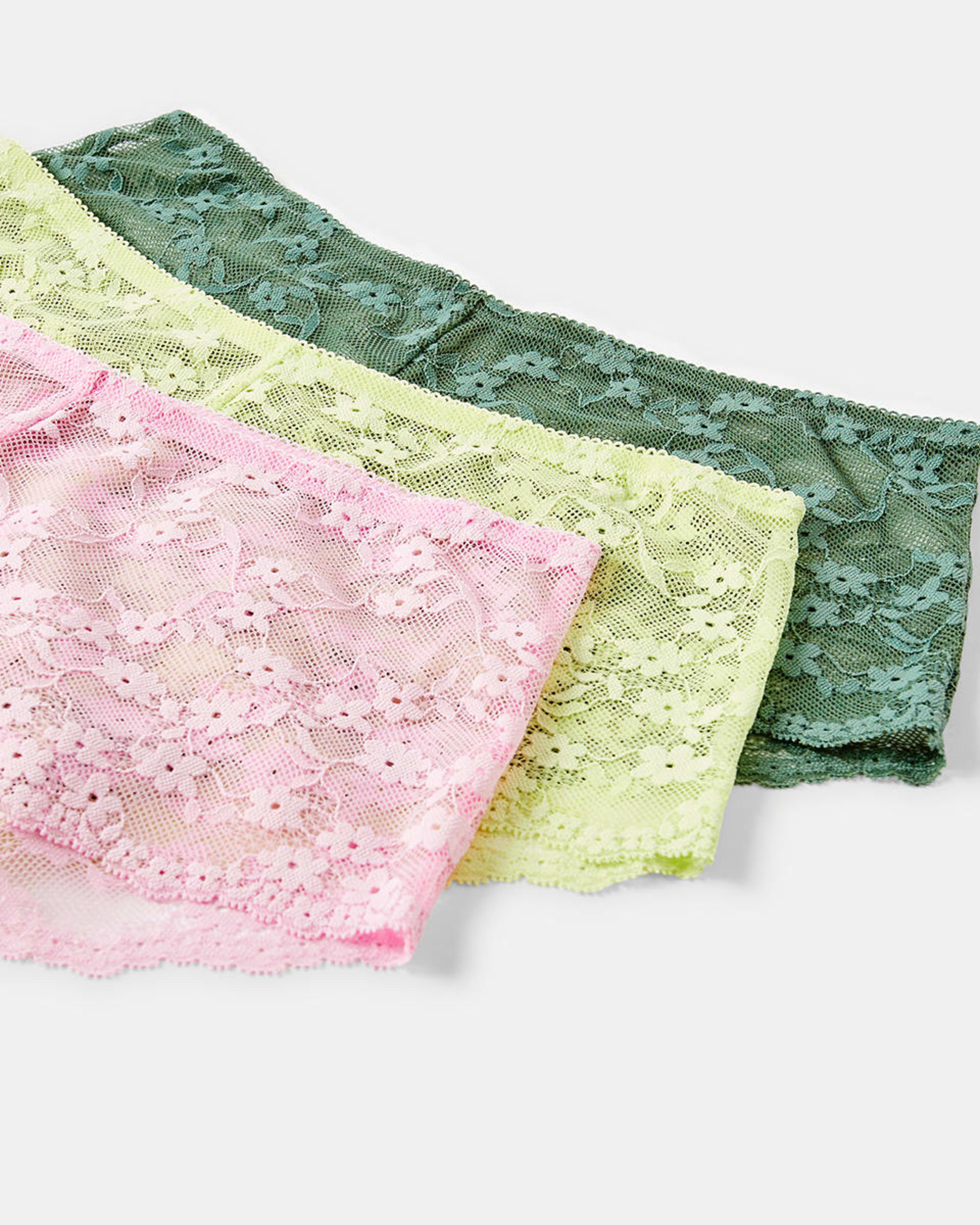 2 3 Pack Lace Boyleg Briefs Pl Sl Sg, 2 of 7