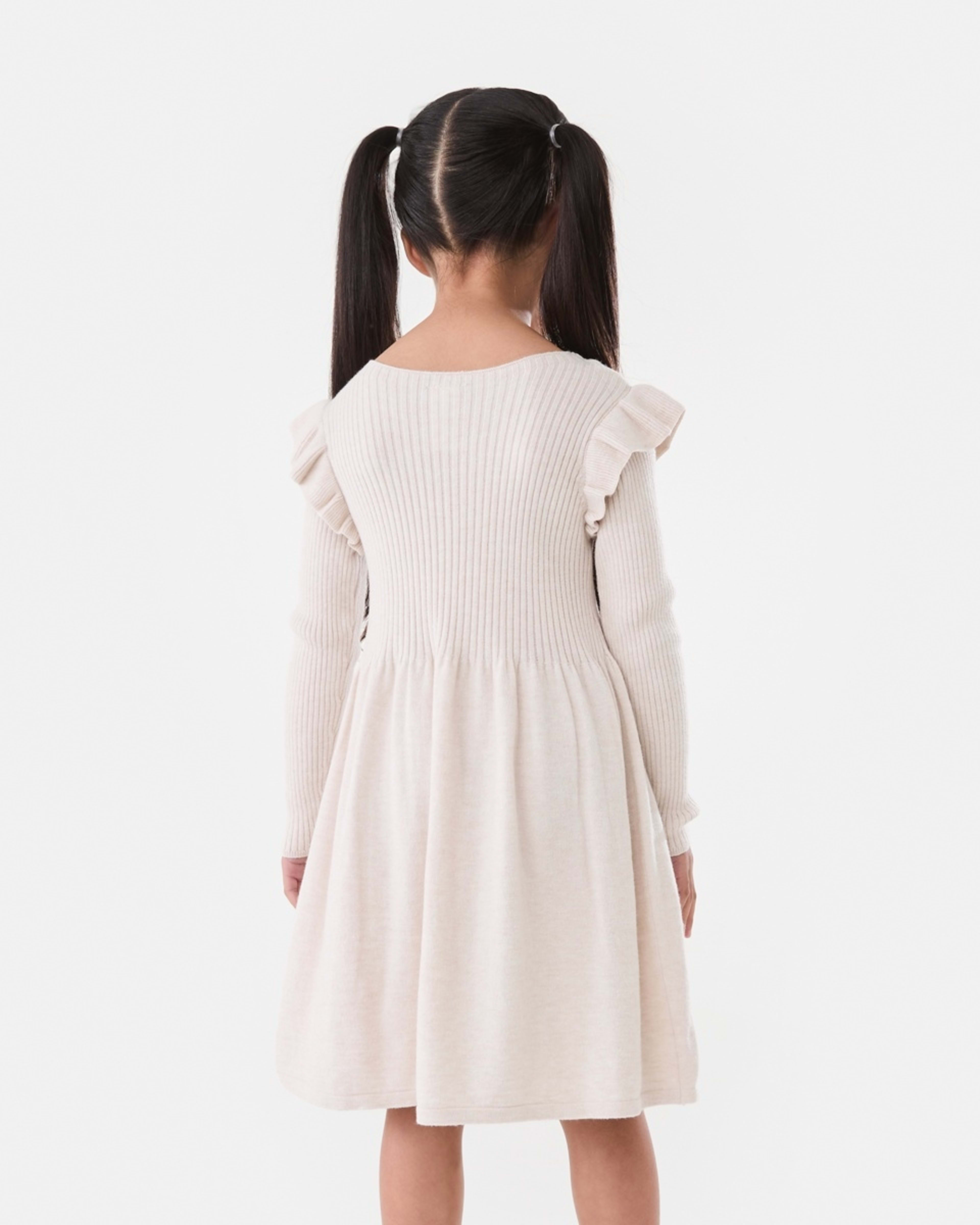 2 Long Sleeve Viscose Knit Dress Crm Marle, 2 of 9