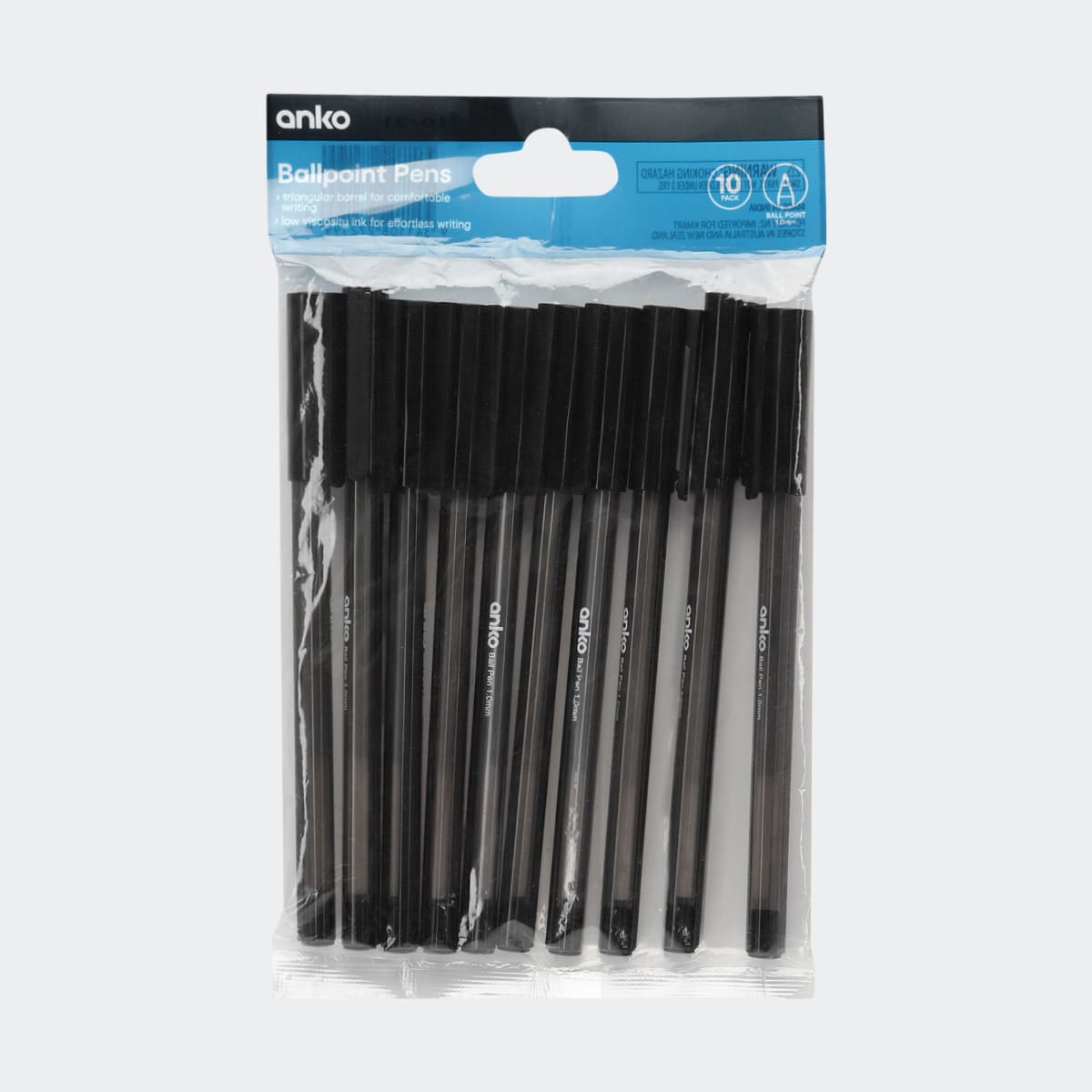 10 Pack Ballpoint Pens Black Kmart