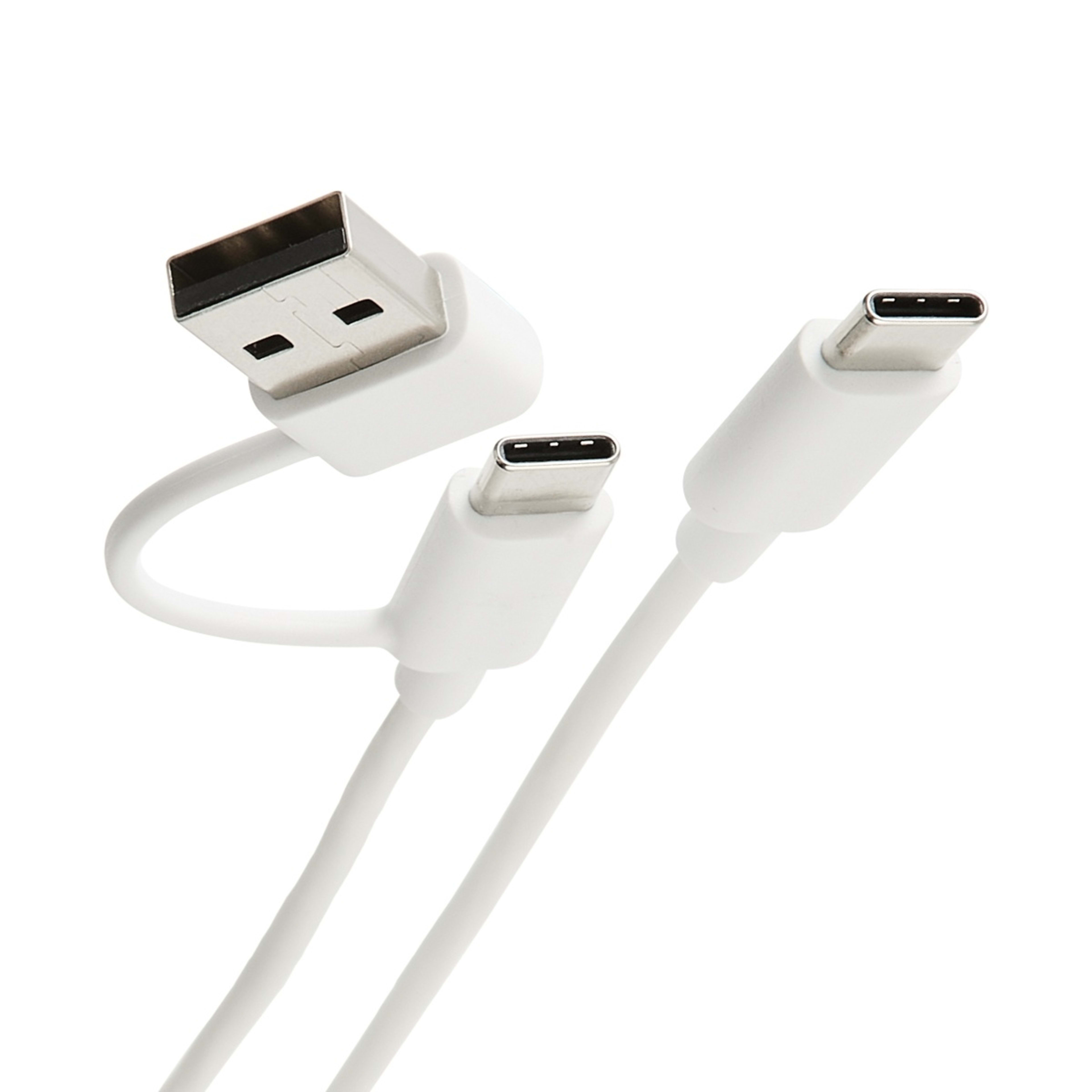 1 2-in-1 USB-A/C to USB-C Cable - White