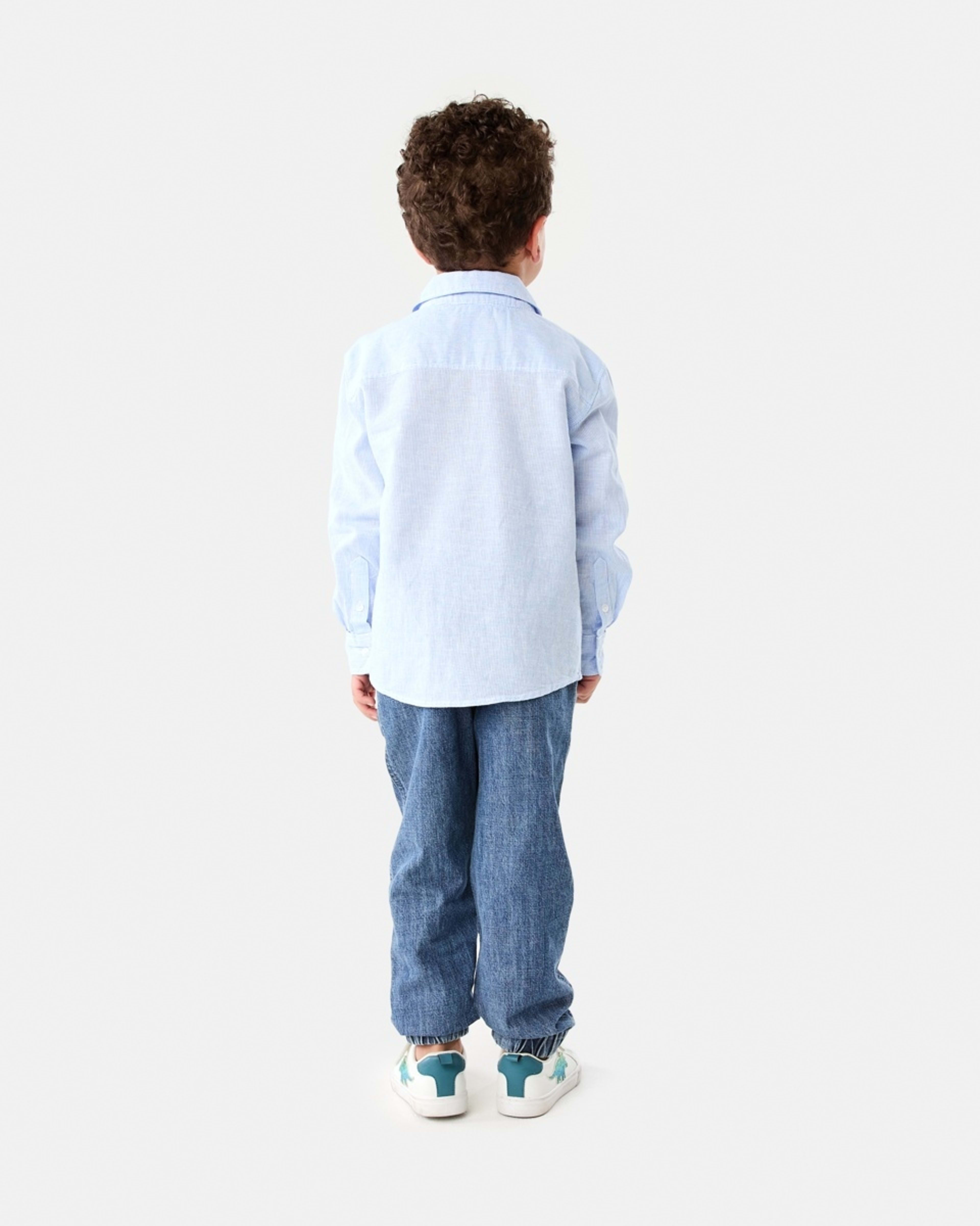 9 Long Sleeve Linen Shirt BLUE STRIPE, 9 of 9