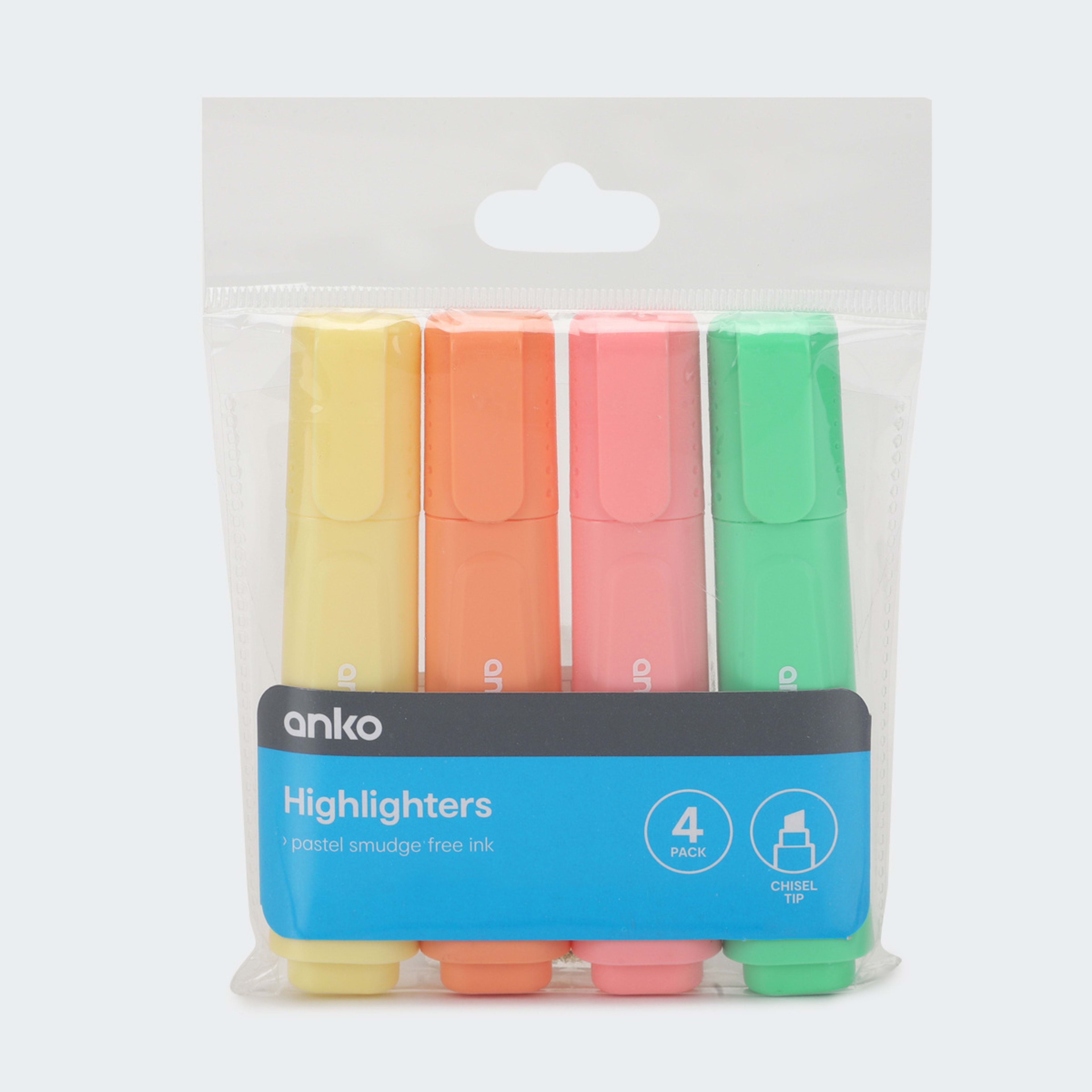 4 Pack Highlighter Pastel Kmart