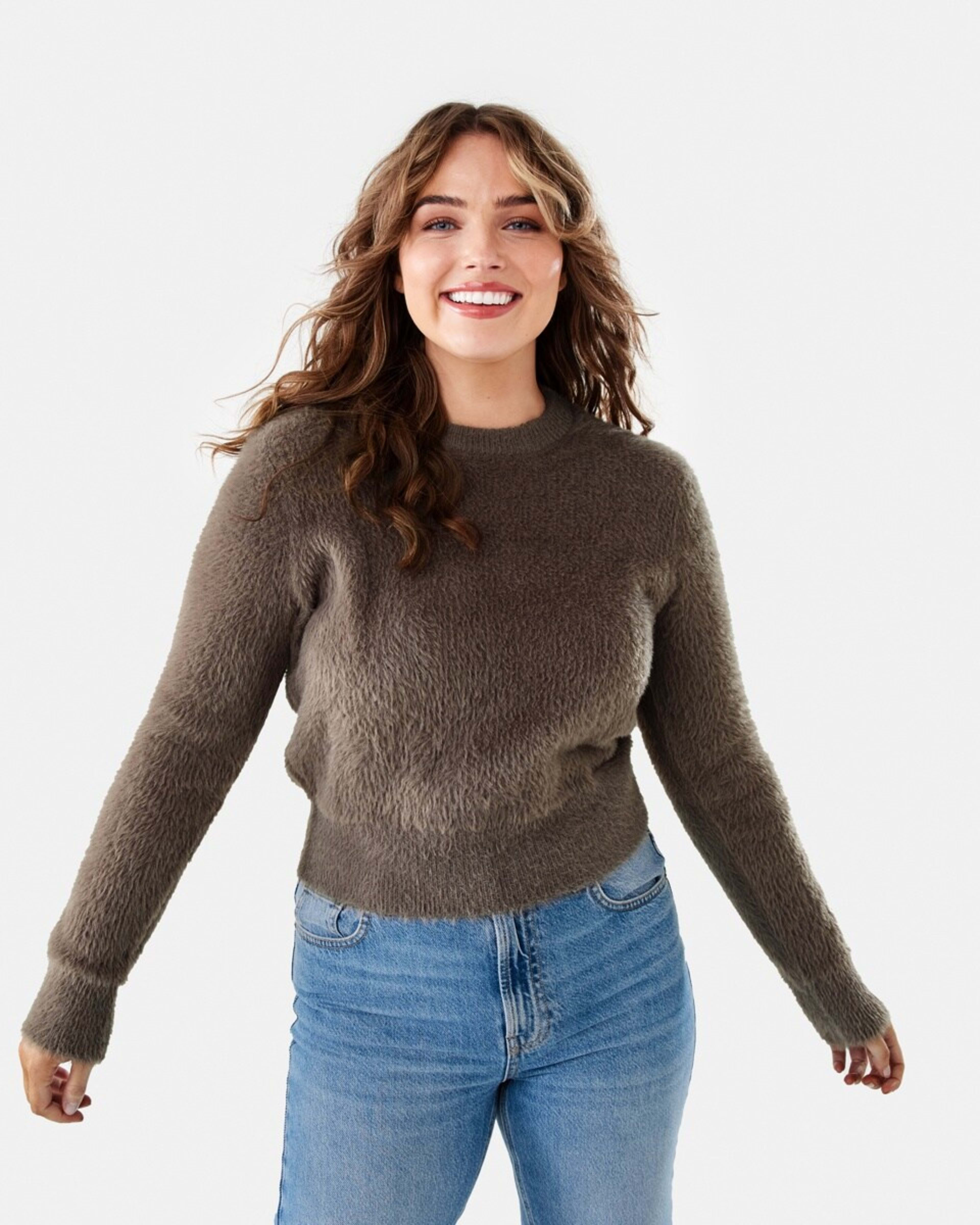 1 Eyelash Jumper Taupe Brn