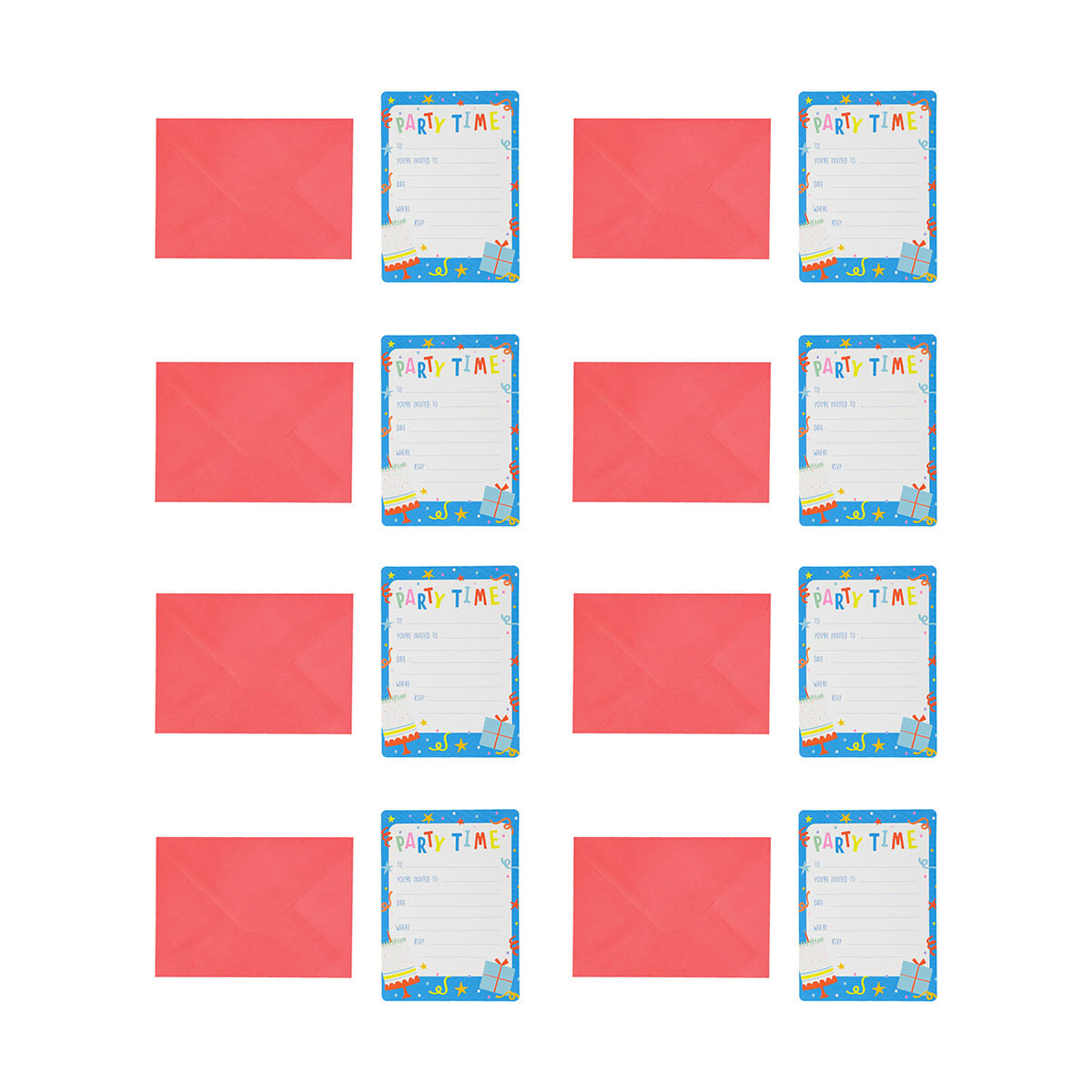 8 Pack Party Time Invitations Kmart