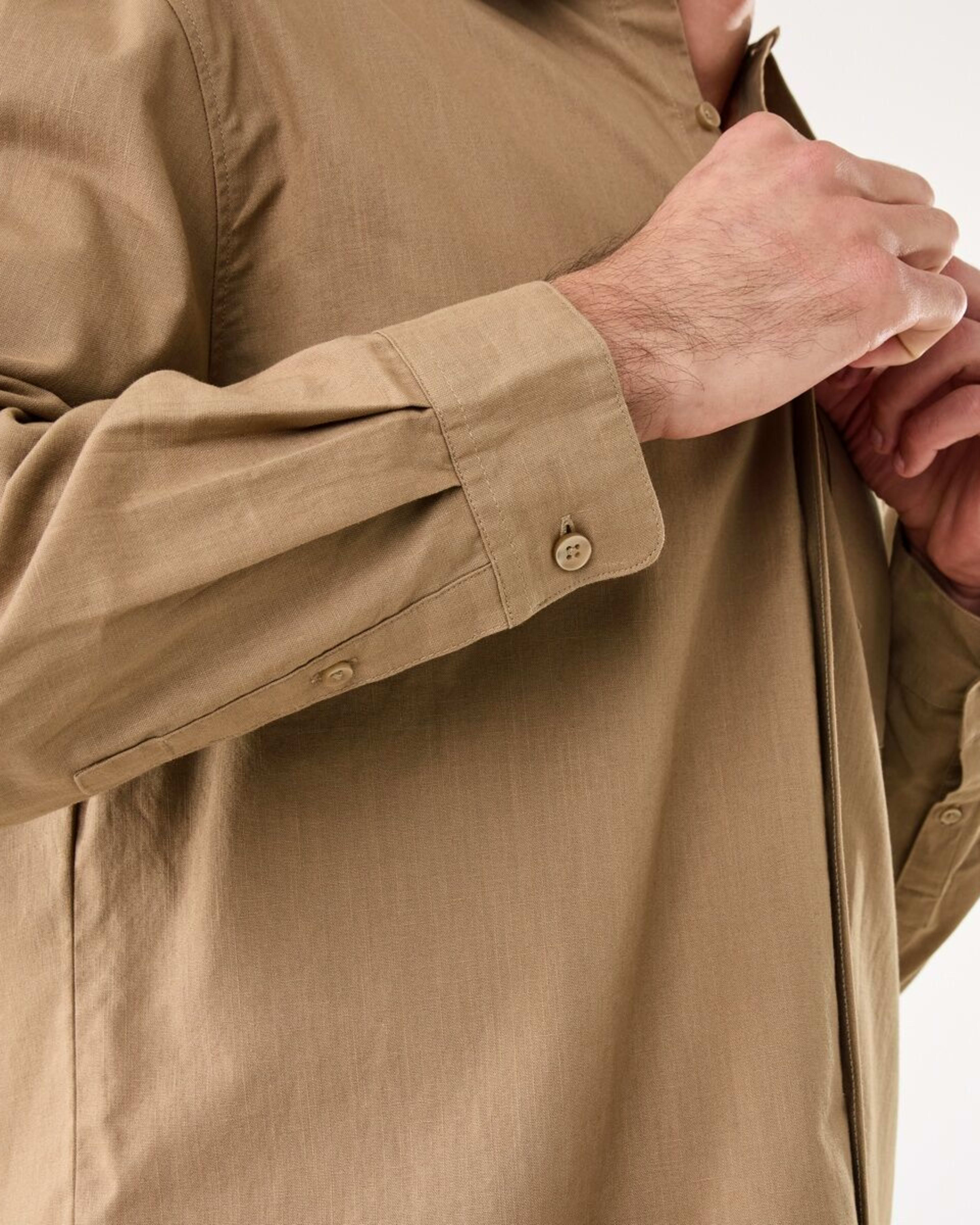 8 Long Sleeve Cotton Linen Shirt UNI BEIGE, 8 of 8