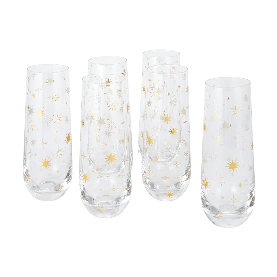 6 Gold Star Flute Glasses Kmart