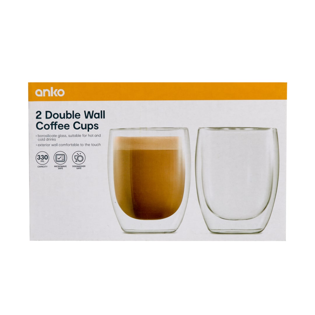 2 Double Wall Coffee Cups Kmart