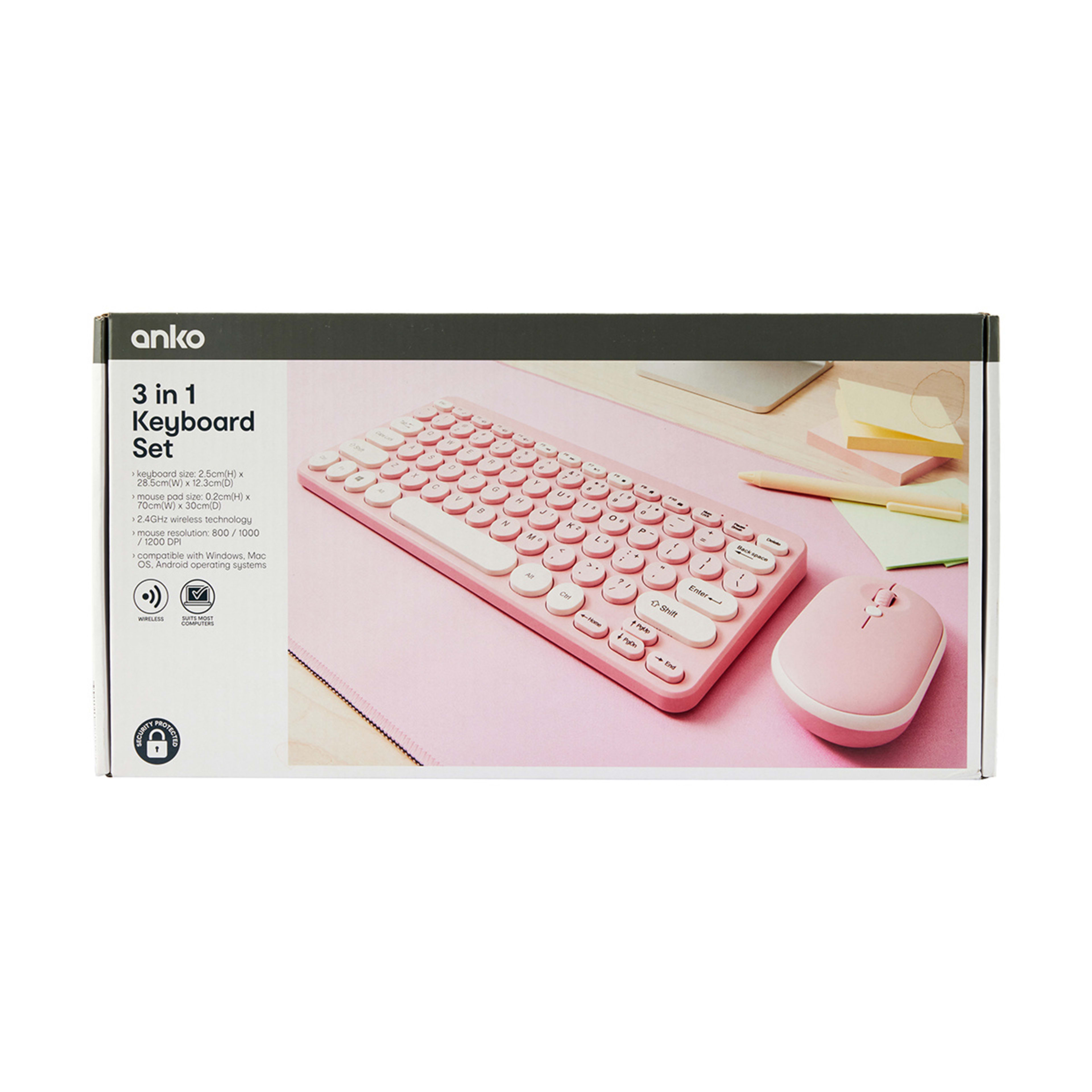 3in1 Keyboard Set Pink Kmart