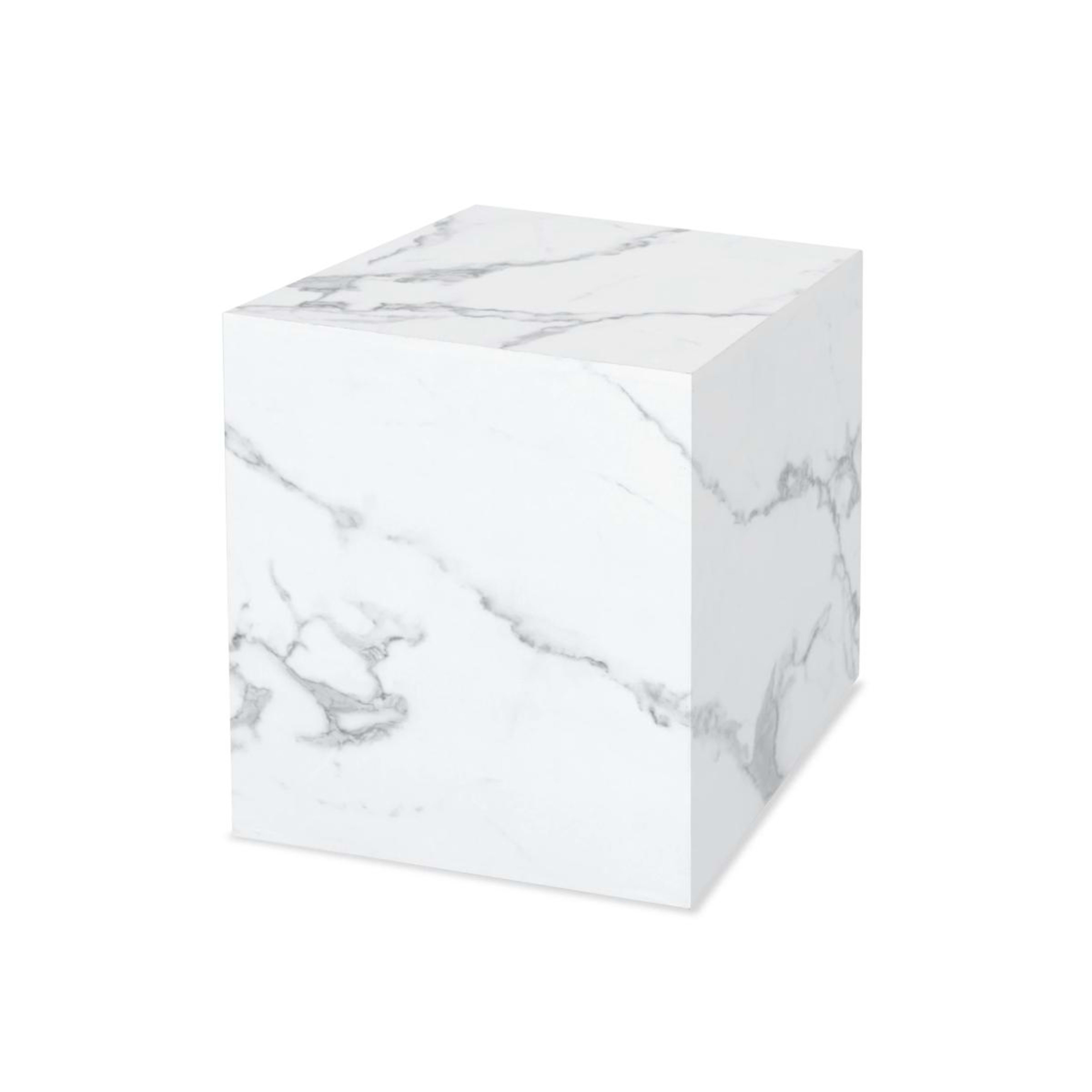 1 White Marble Look Side Table, 1 of 5
