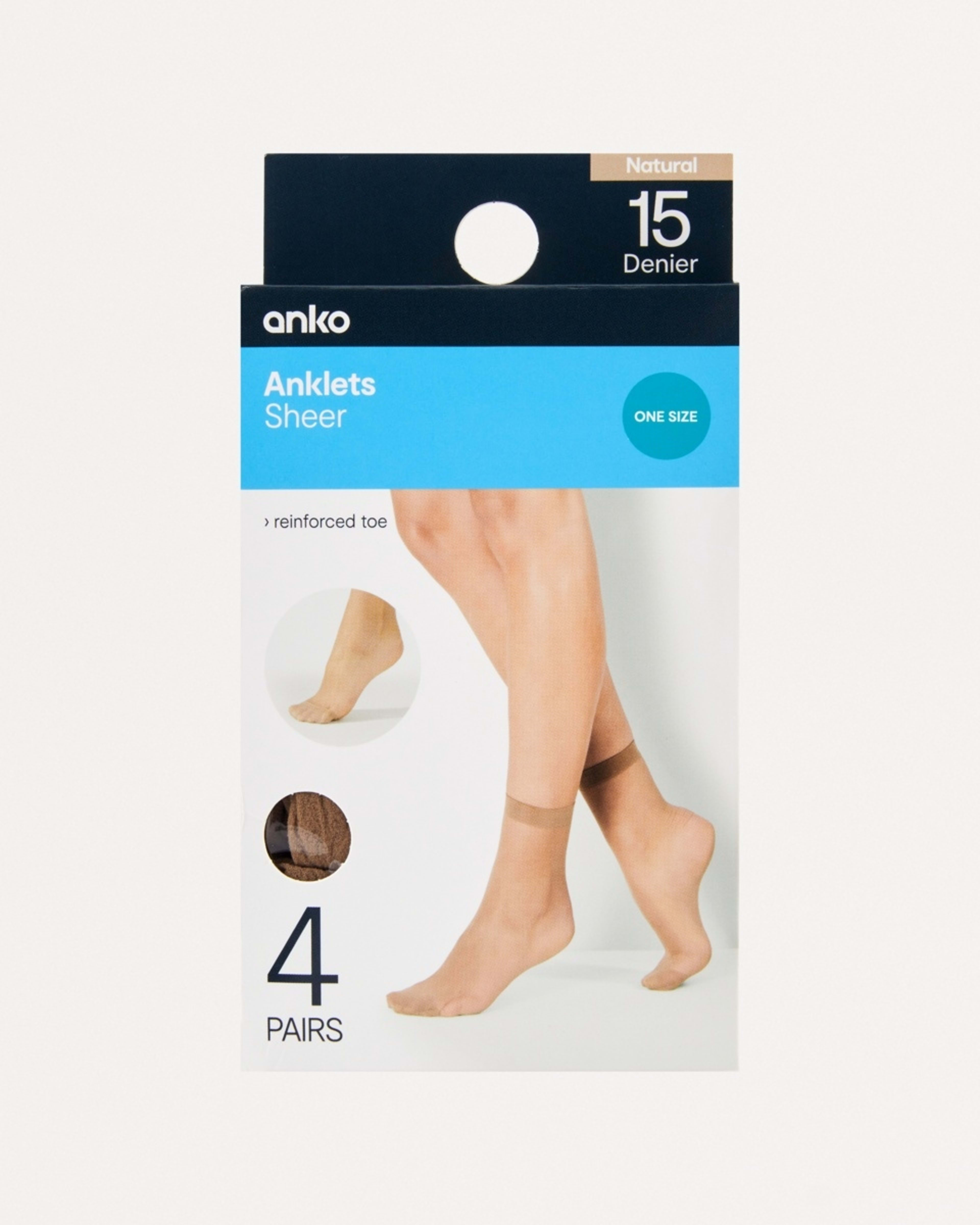 3 4 Pack Ankle High Pantyhose NATURAL HOISERY, 3 of 3