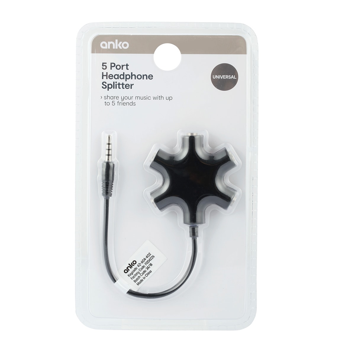 5 Port 3.5mm AUX Splitter - Kmart
