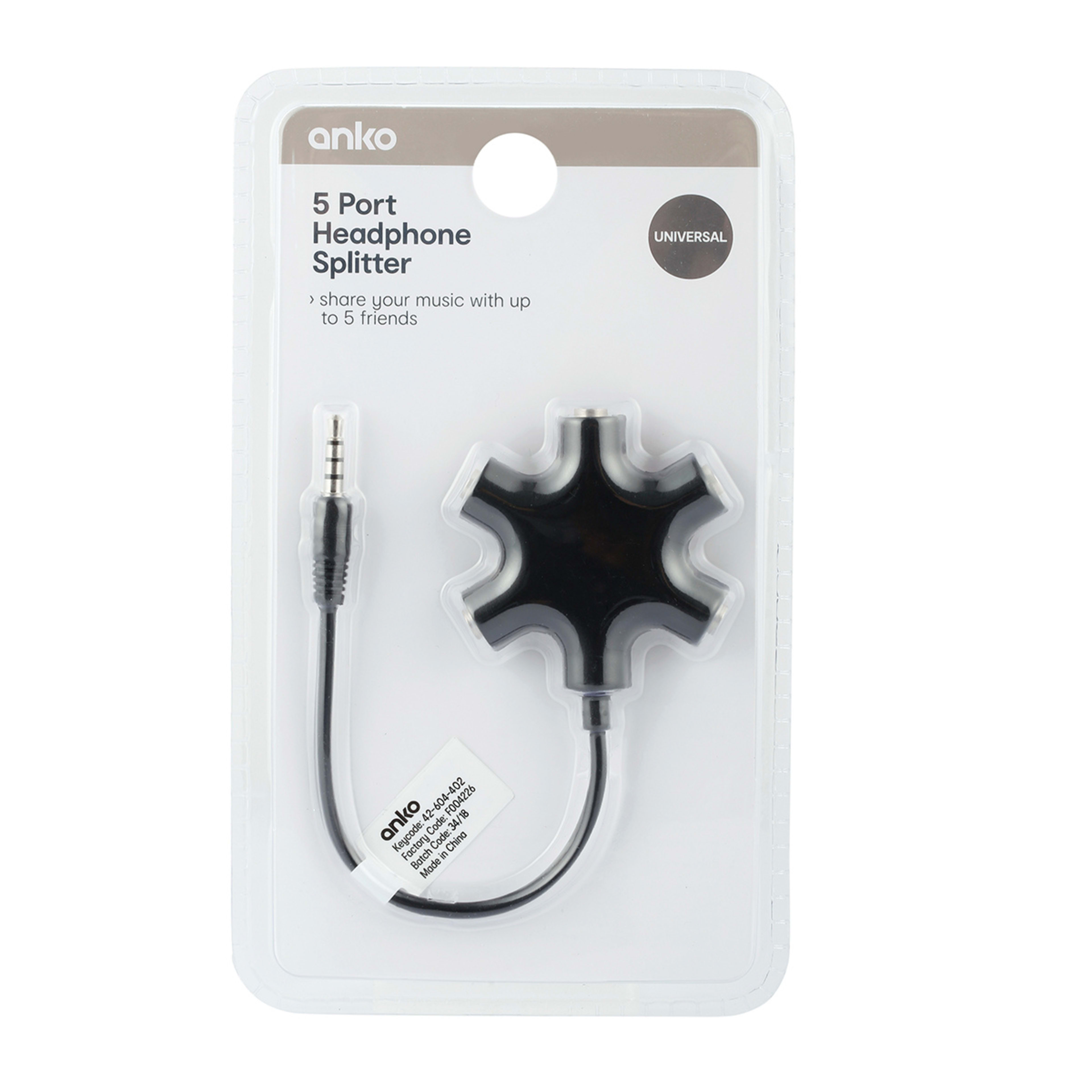 5 Port 3.5mm AUX Splitter Kmart