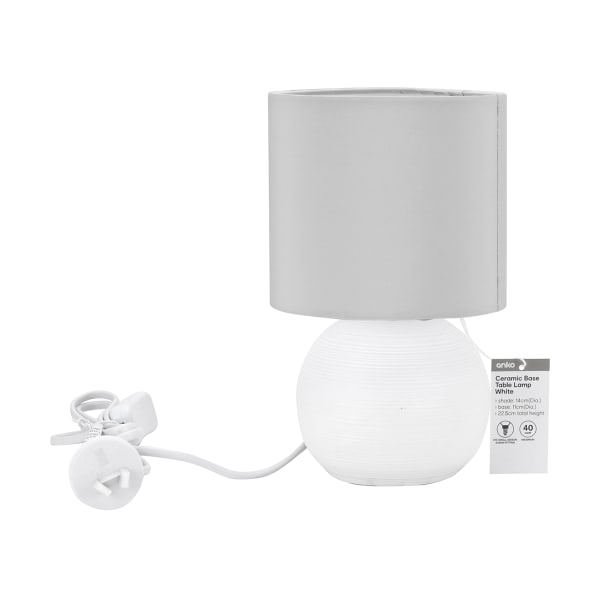 Ceramic Base Table Lamp - White