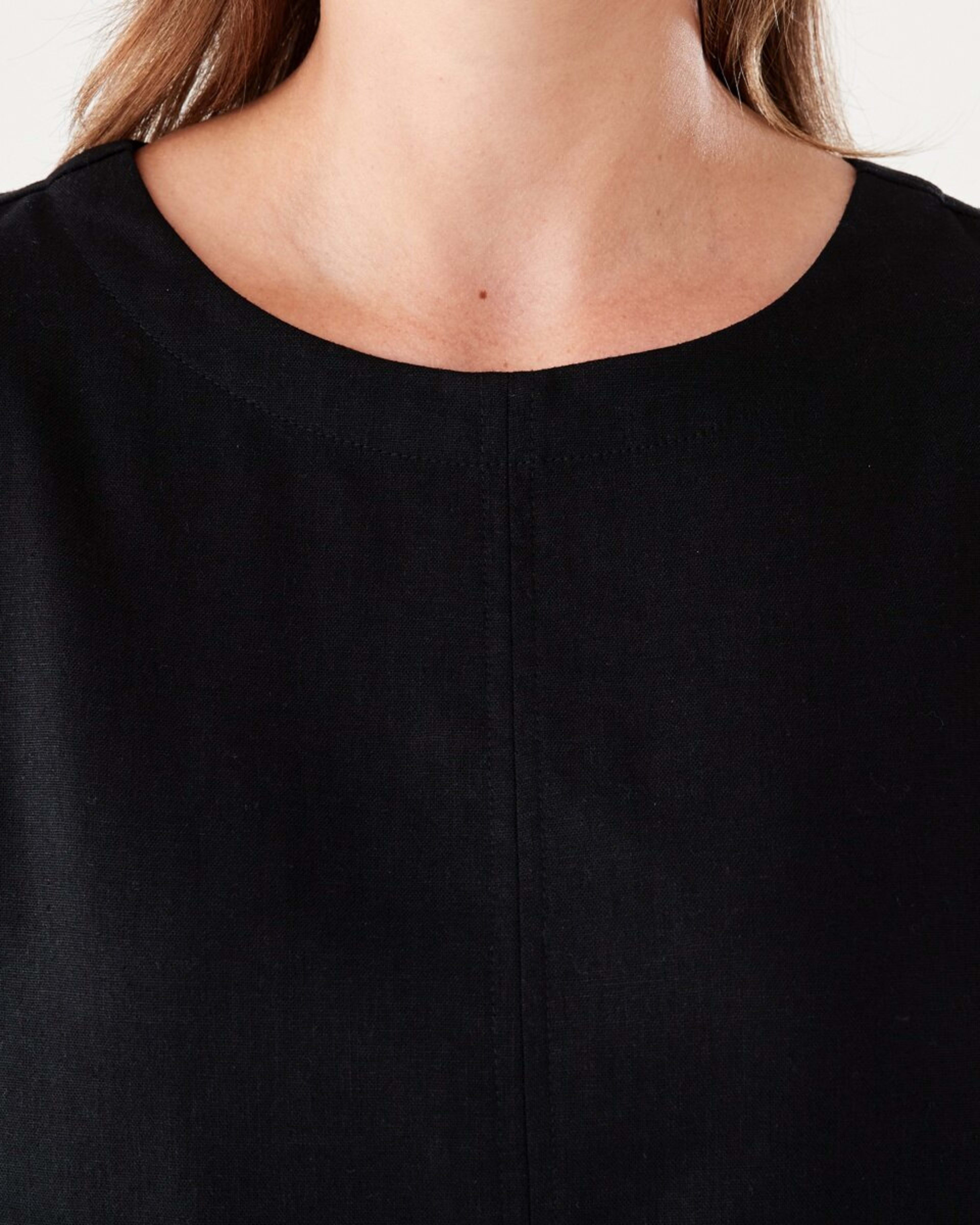 5 Long Sleeve Linen Blend Top BLACK, 5 of 6