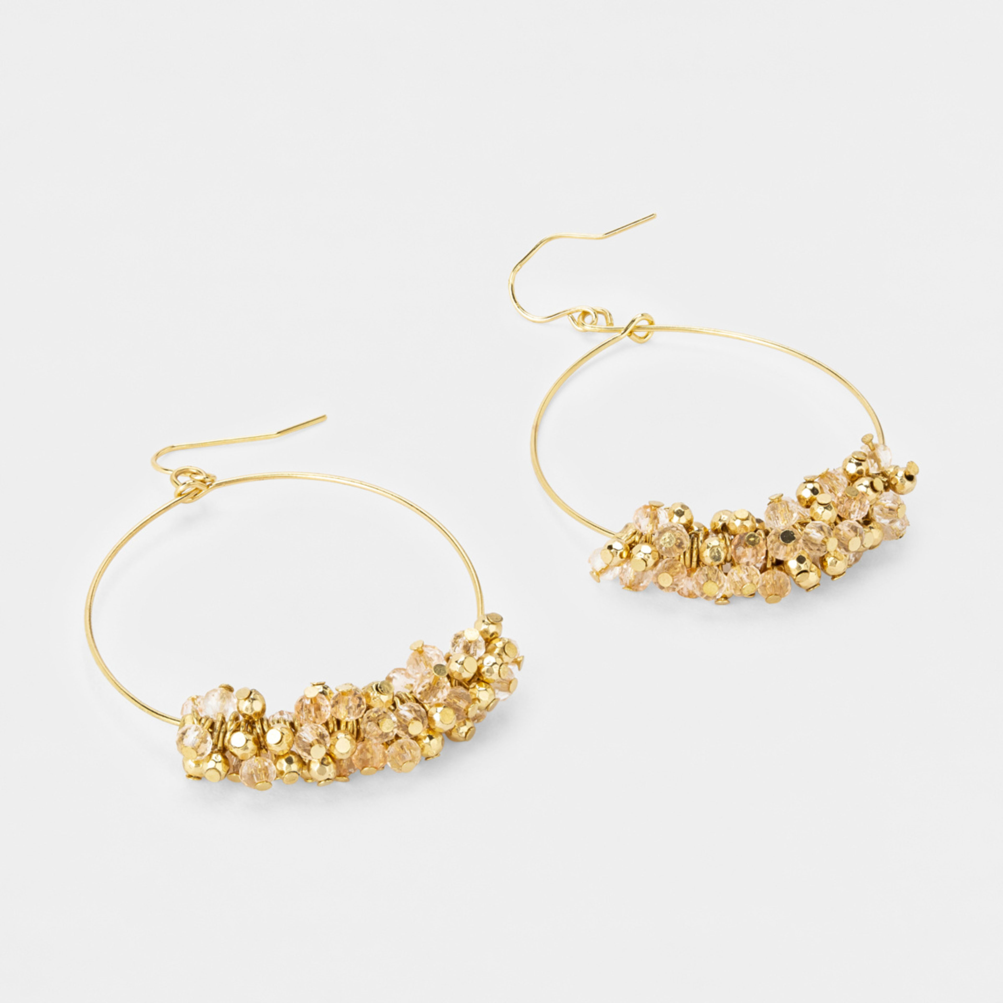 4 Hoop with Cluster Beads Earrings - Pink, 4 of 5