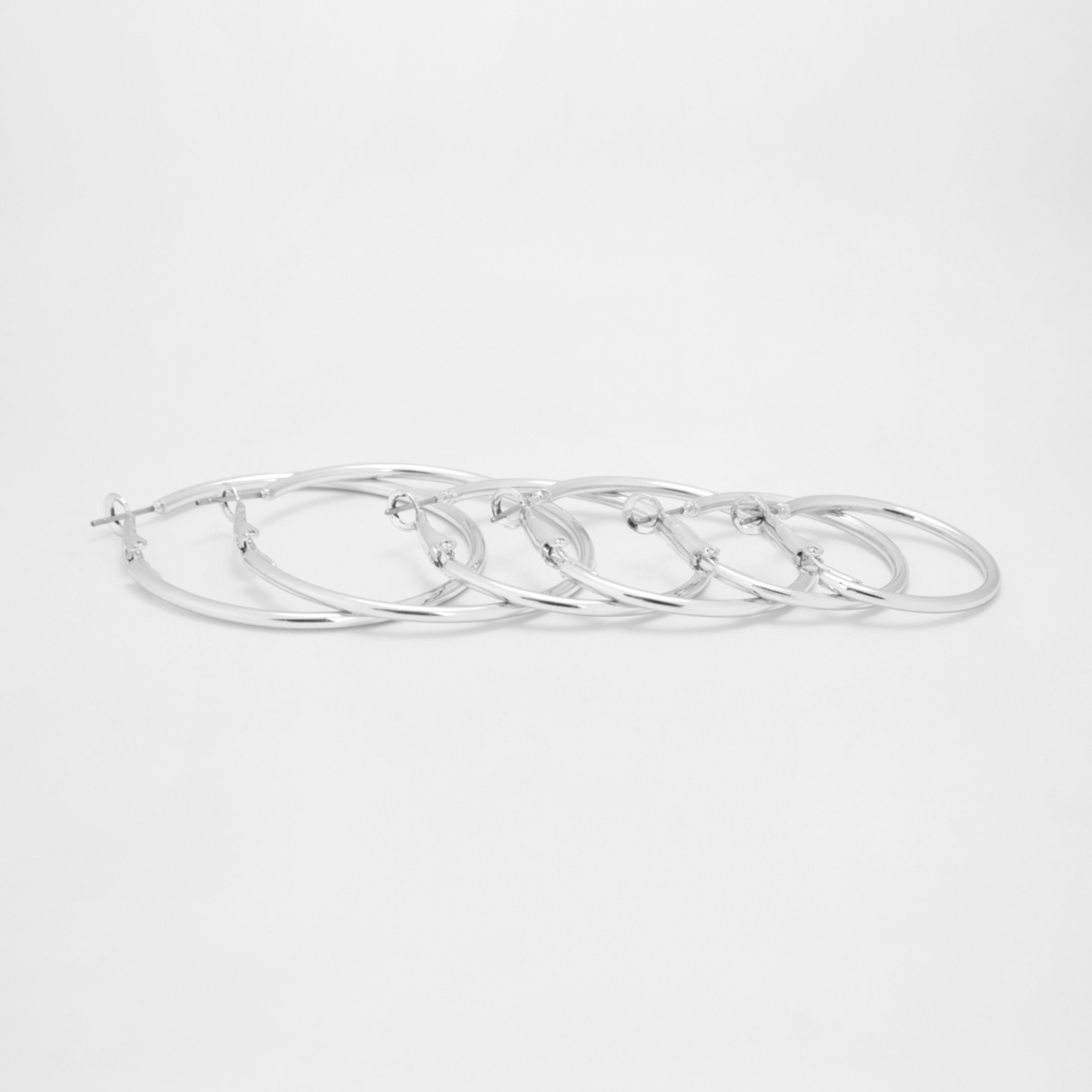 3 3 Pack Thin Hoop Earrings - Silver Tone, 3 of 5