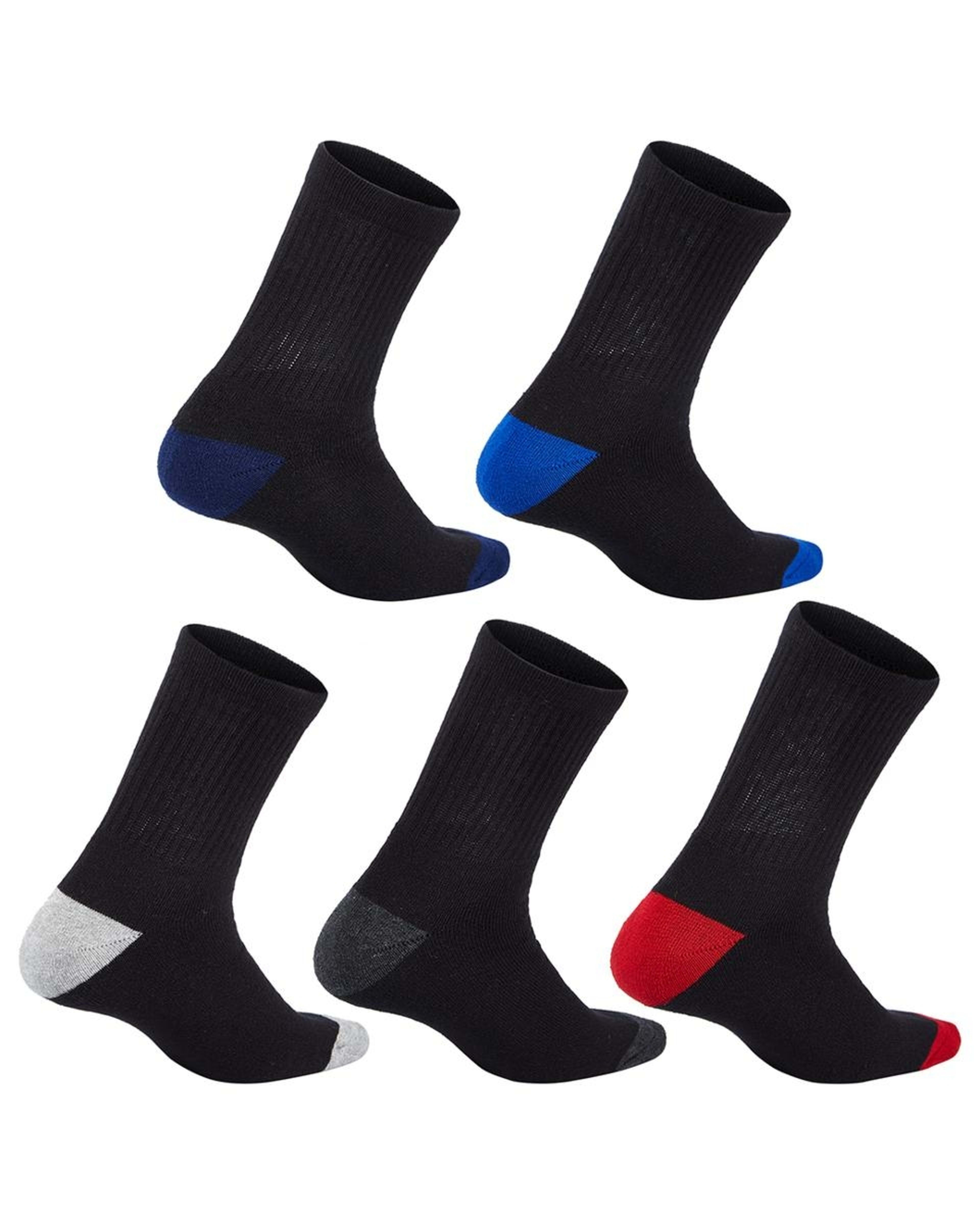 2 5 Pack Quarter Crew Sport Socks Black Classic, 2 of 3