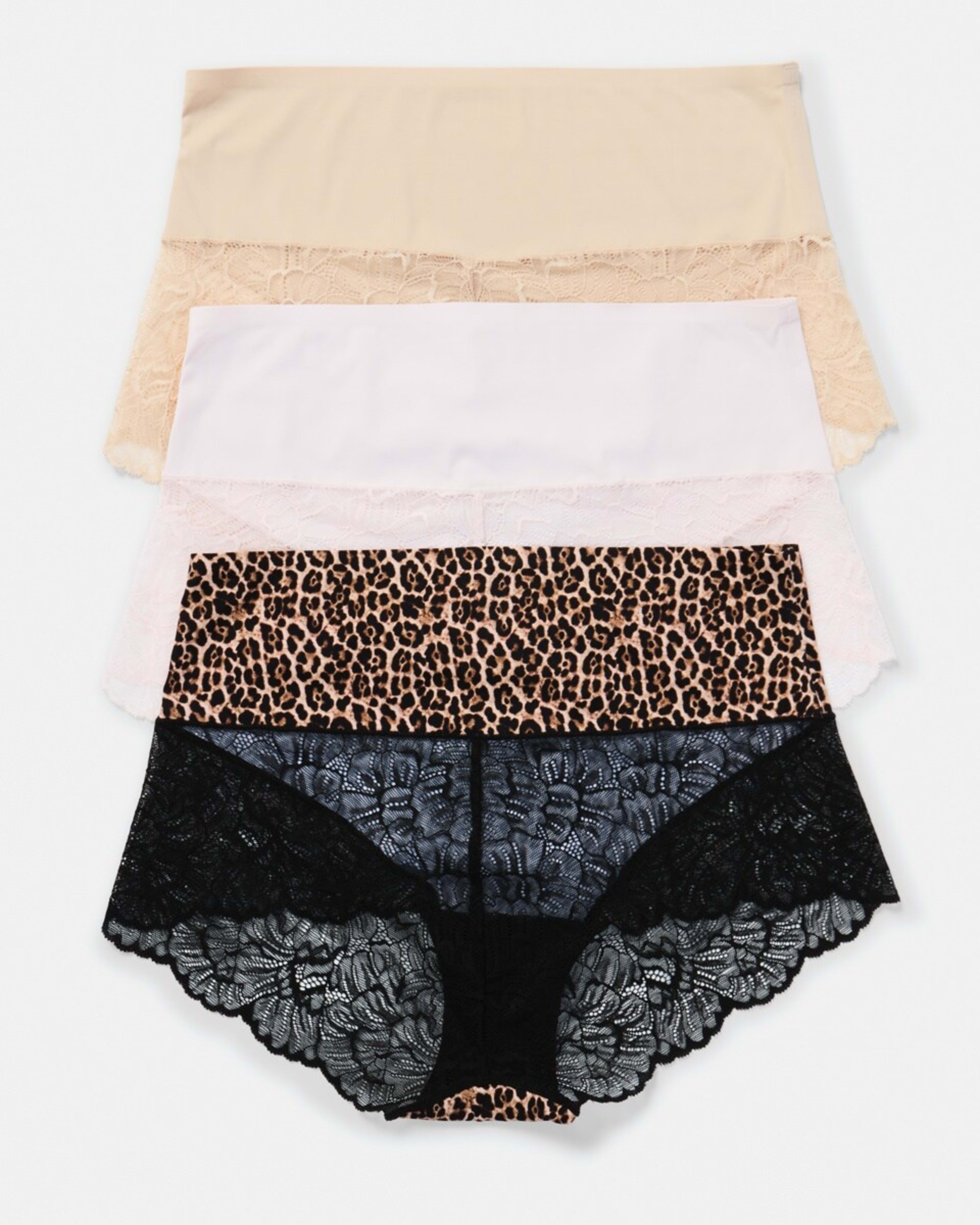 2 3 Pack No Show Lace Full Briefs LEOPARD, PINK CHALK, LIGHT FAWN, 2 of 8
