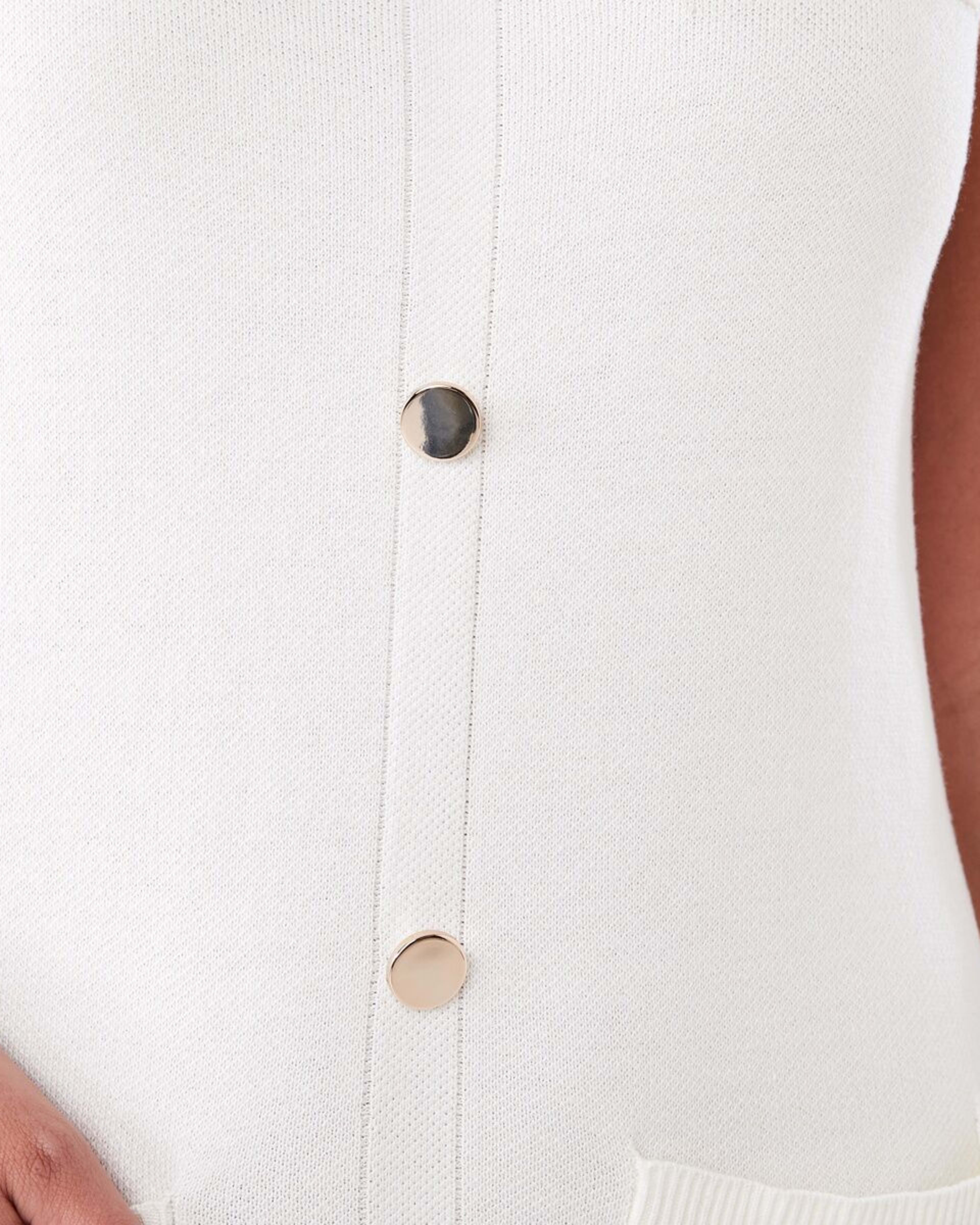 7 Sleeveless Button Knit Mini Dress Ecru, 7 of 8