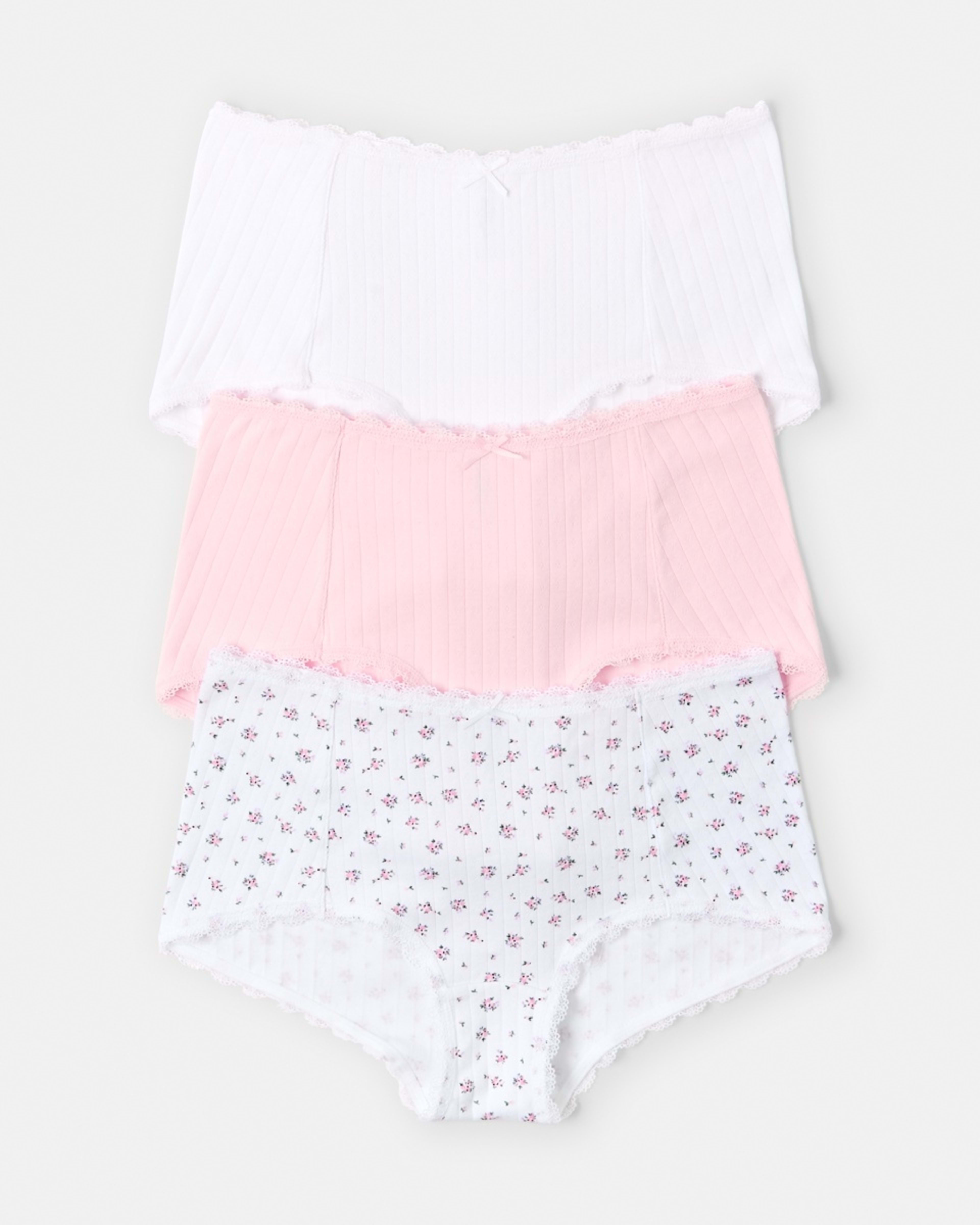 1 3 Pack Pointelle Boyleg Briefs Dtsy B Pk, 1 of 10