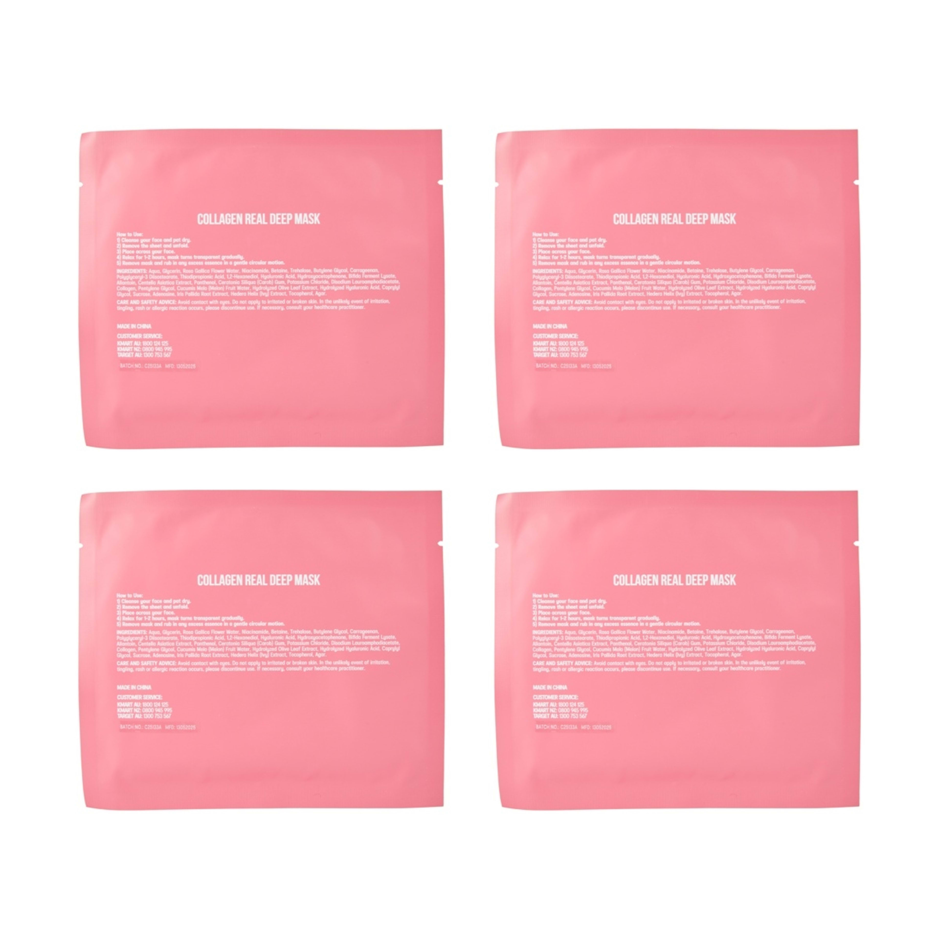 3 OXX Skincare 4 Pack Collagen Real Deep Mask - Niacinamide, Low Molecular Hyaluronic Acid Solution and Low Molecular Collagen, 3 of 4