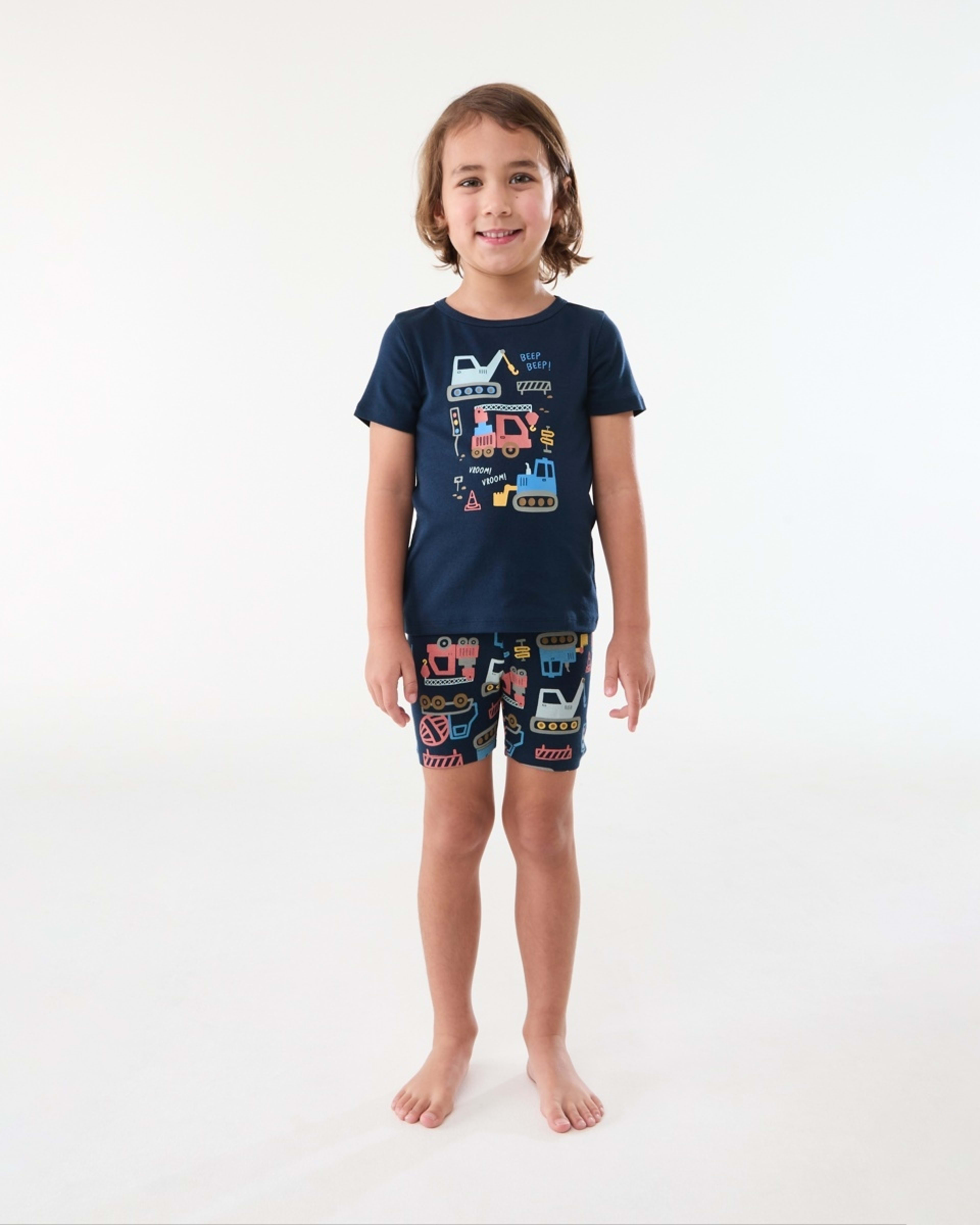 1 Short Sleeve Skinny Rib Pyjama Set NAVY CONSTRUCTION