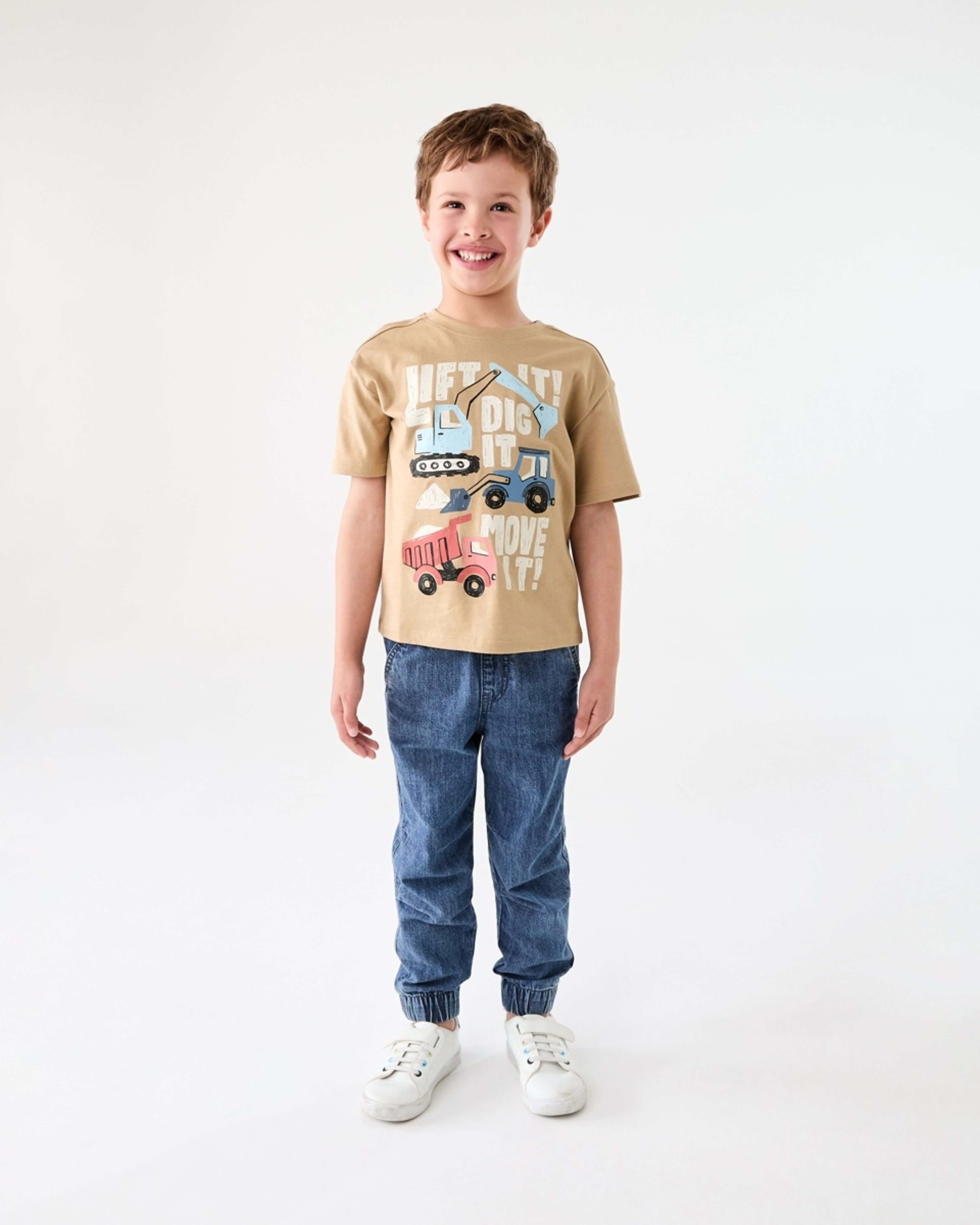 5 Chest Print T-shirt WORKING DIGGERS LIGHT BROWN, 5 of 6
