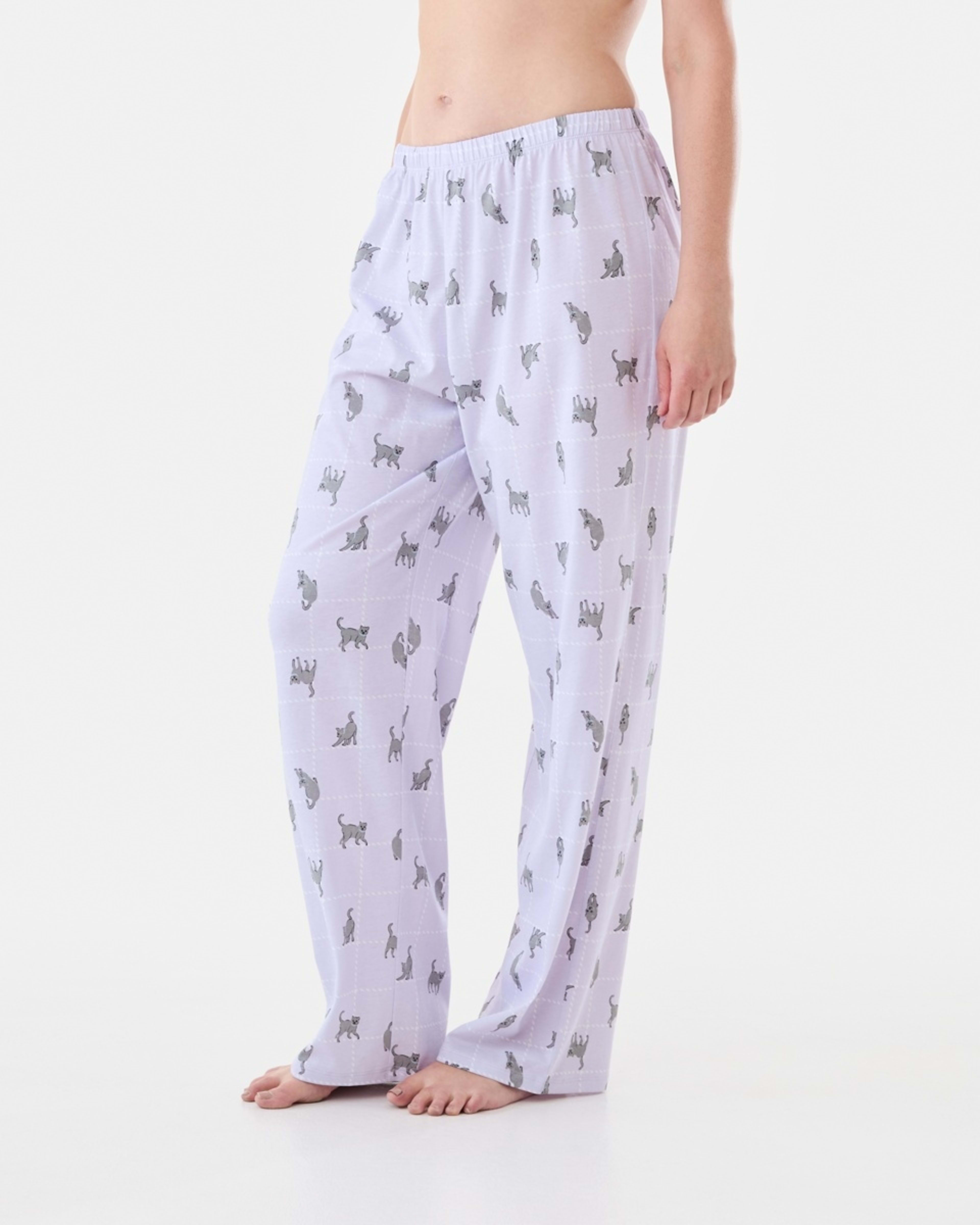 2 Printed Knit Pants Cat Chk, 2 of 5