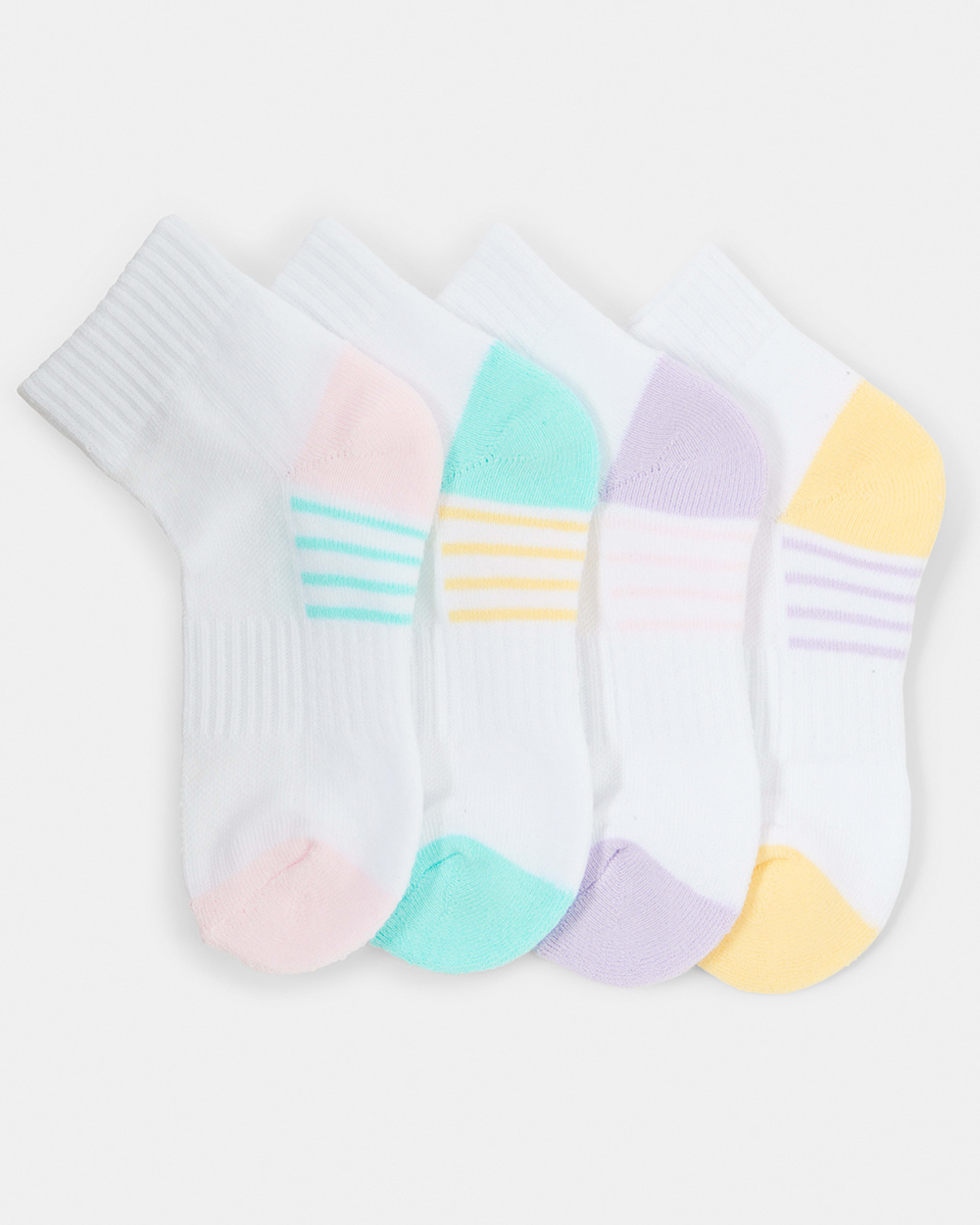 1 4 Pack Active Kids Quarter Crew Socks Pastel