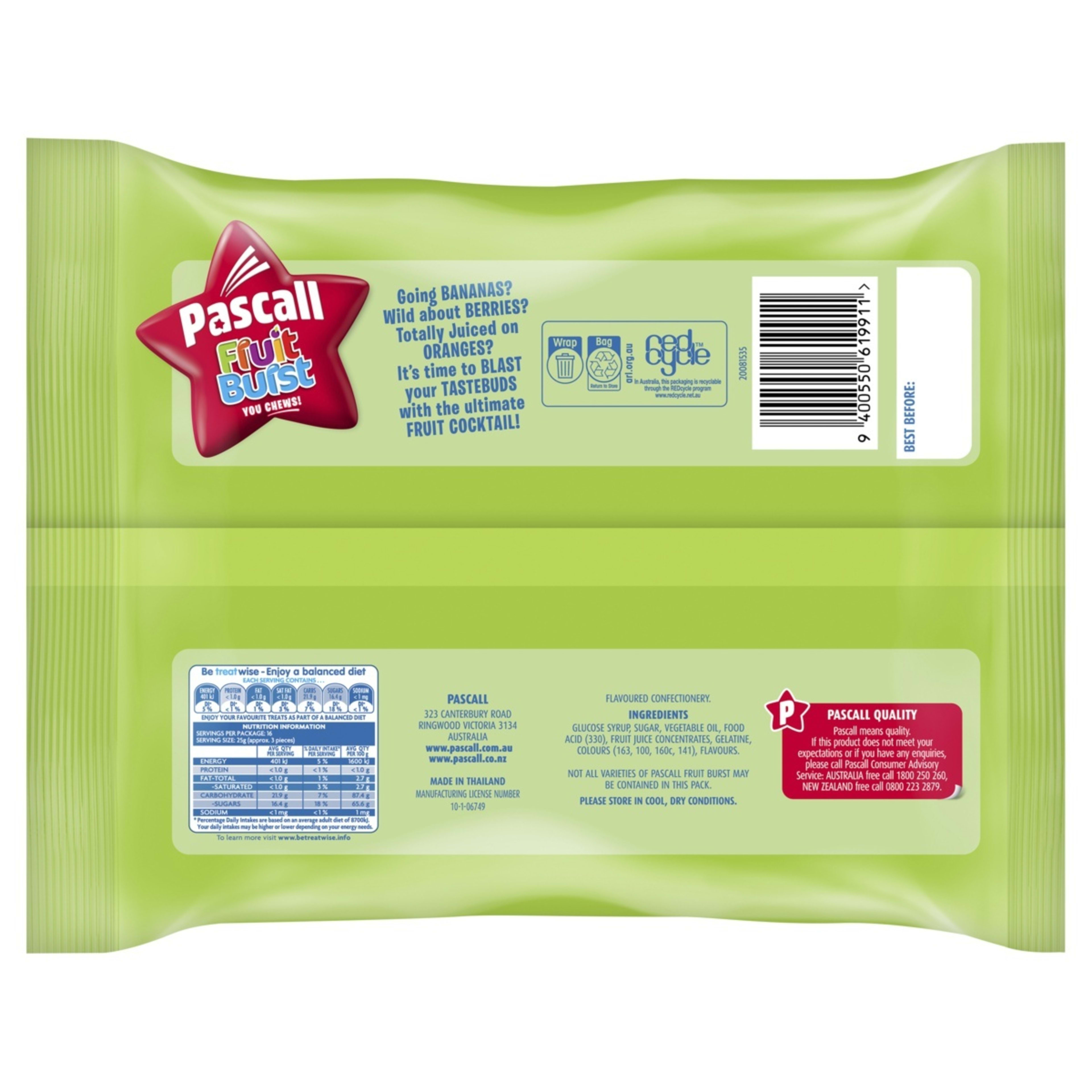 Pascall Fruit Bursts 400g Kmart NZ