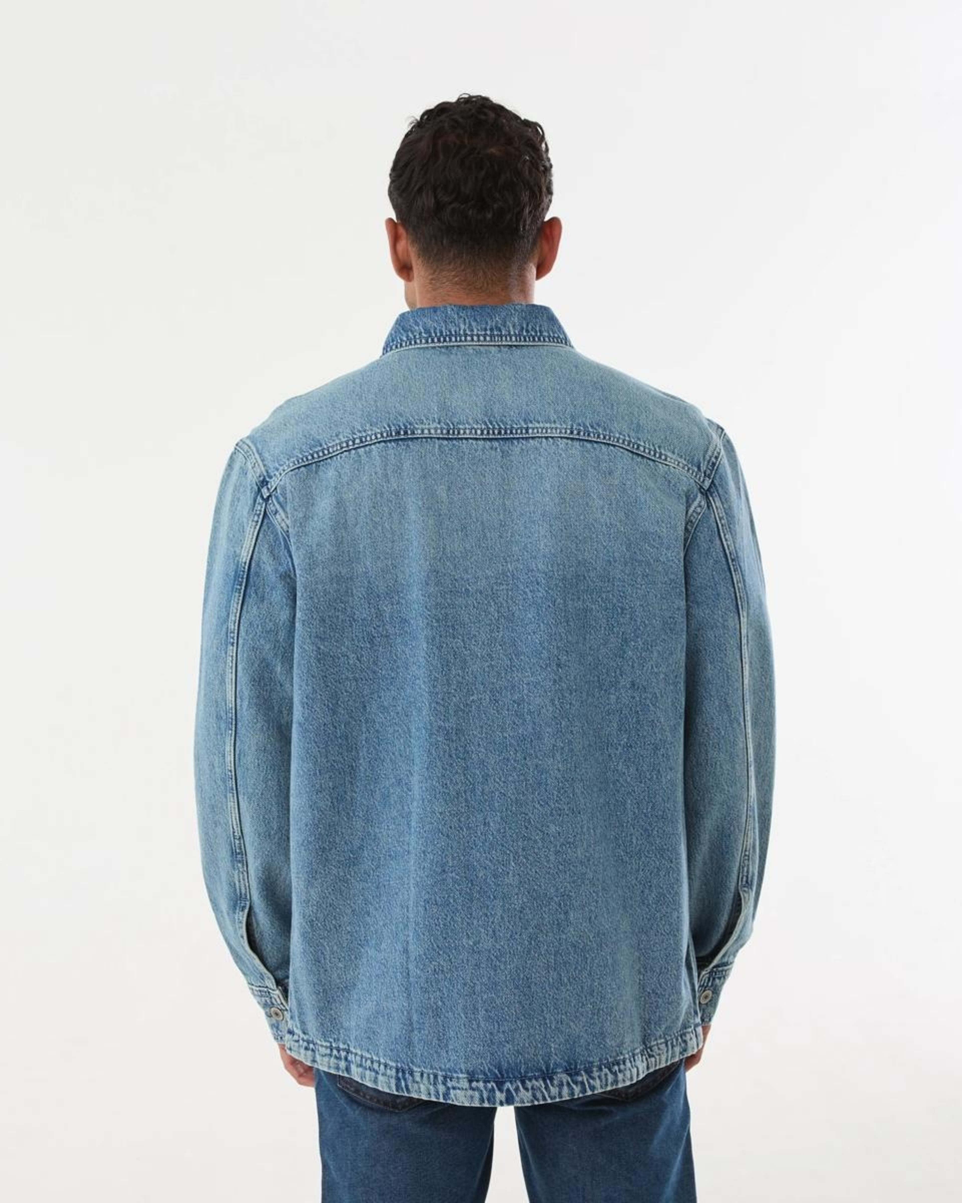 4 Long Sleeve Denim Overshirt MID DENIM WASH, 4 of 6