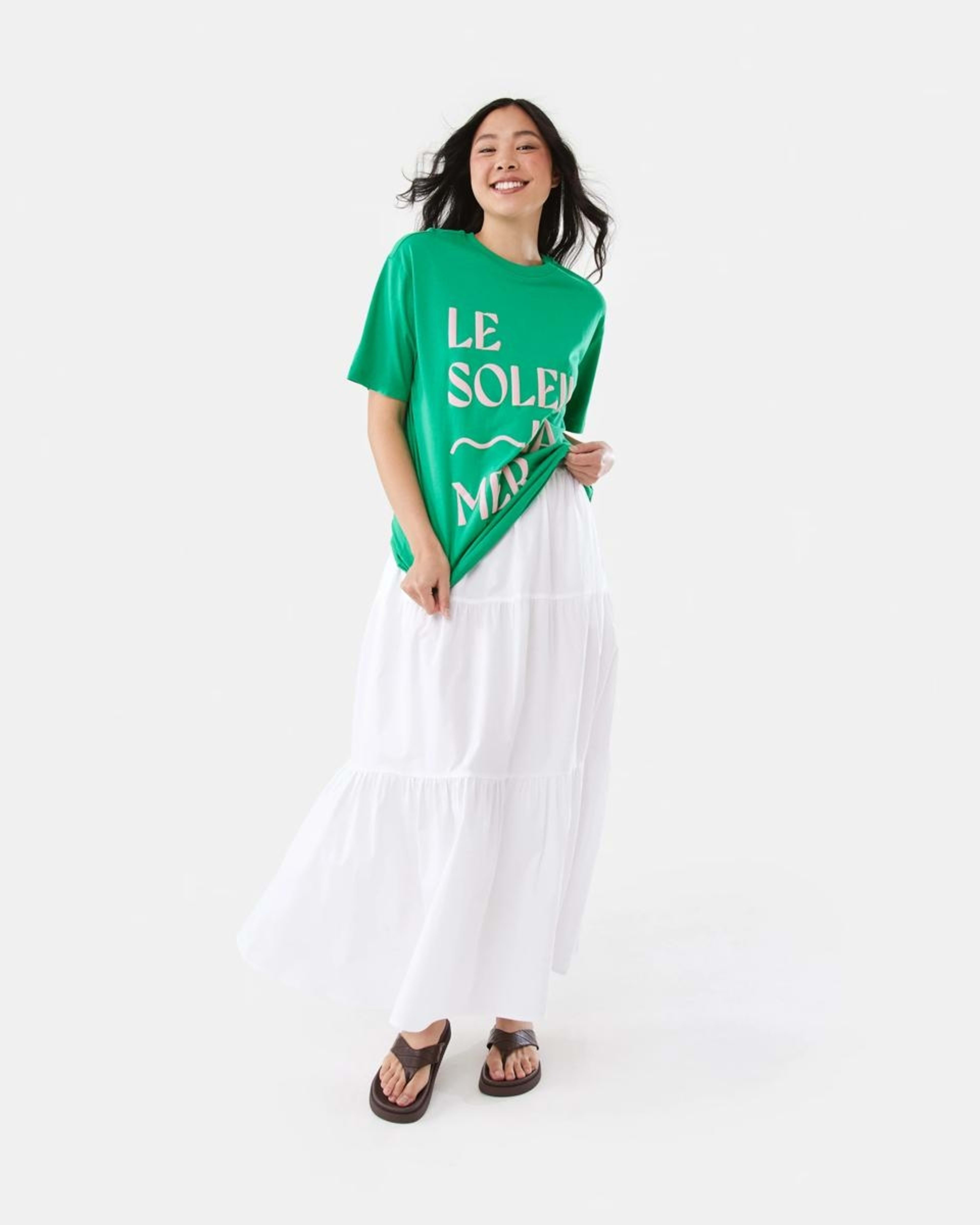 2 Poplin Tiered Maxi Skirt WHITE, 2 of 8
