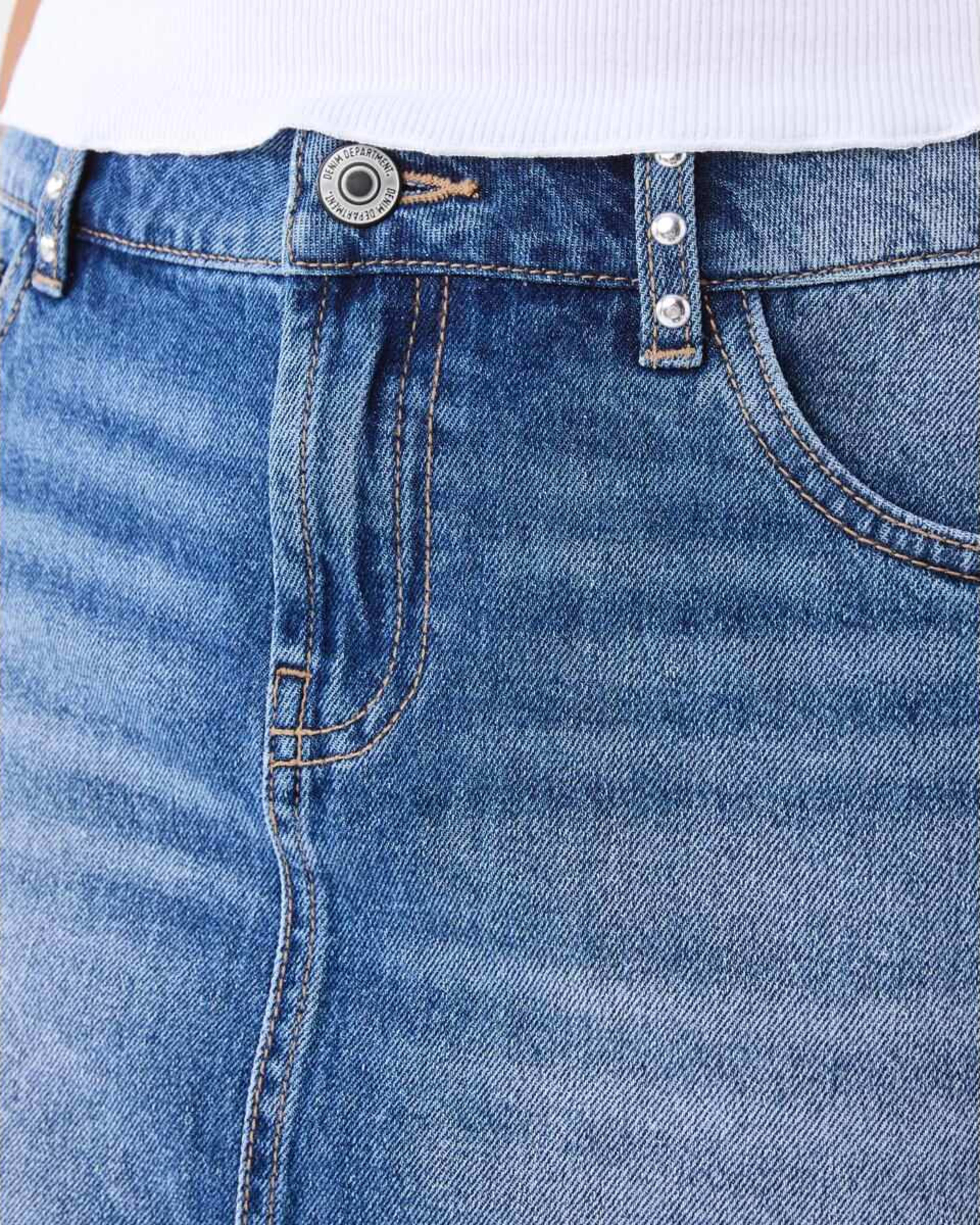 7 Star Studded Denim Mini Skirt Mid Wash, 7 of 9