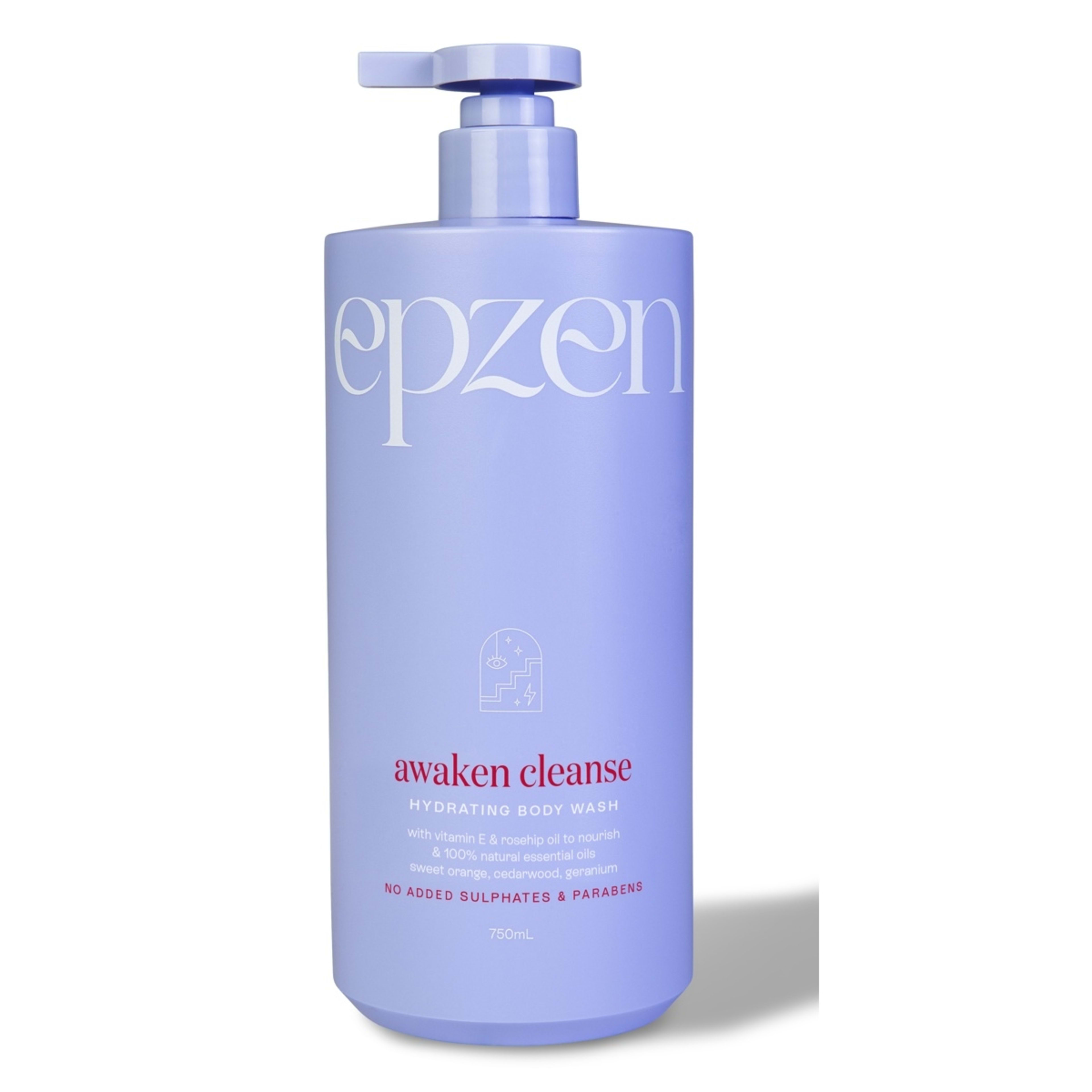 1 Epzen Awaken Cleanse Hydrating Body Wash 750ml - Vitamin E, Rosehip Oil and Natural Essential Oils, 1 of 2