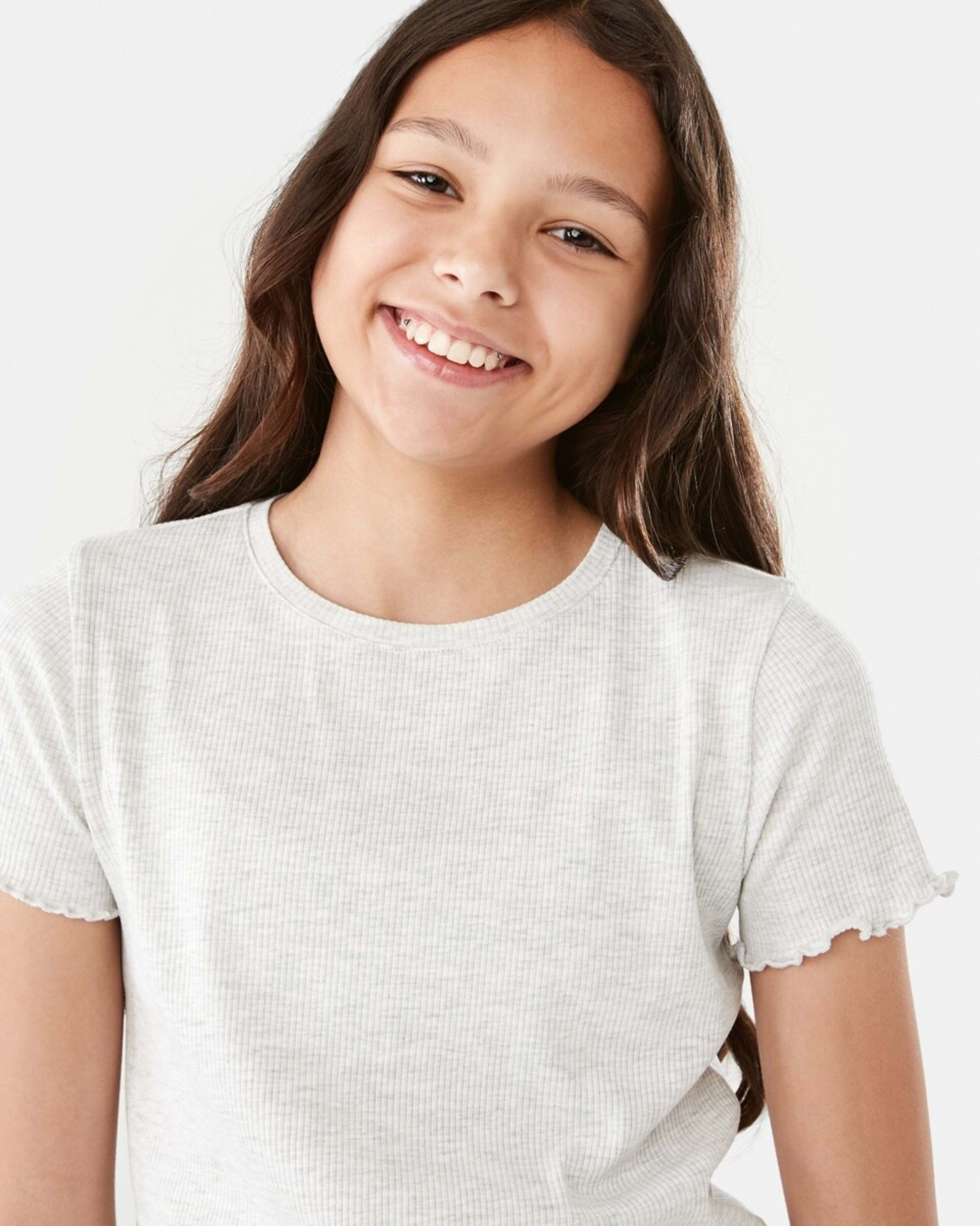 3 Short Sleeve Rib Top Wht Marle, 3 of 9