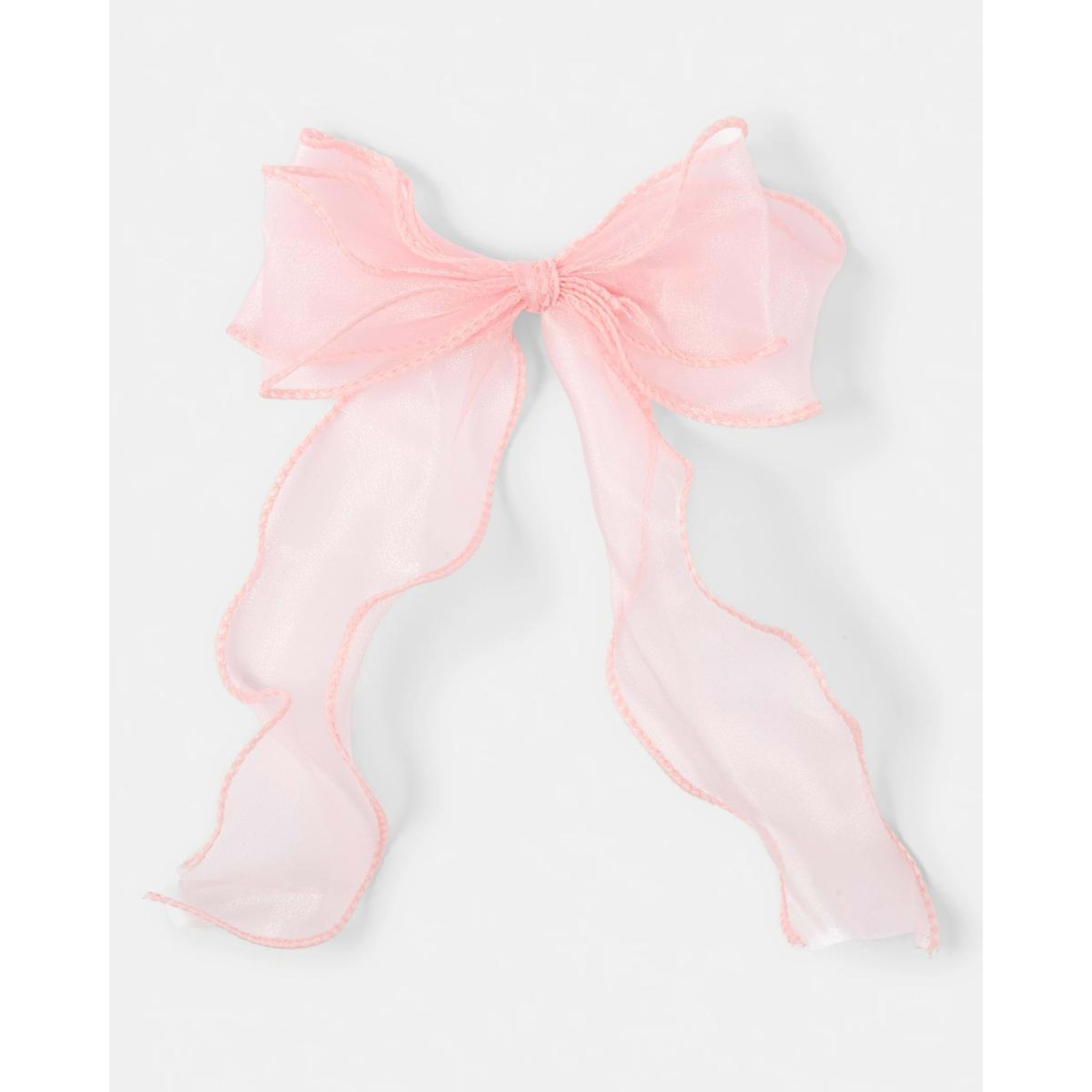 1 Pink Organza Bow Hair Clip, 1 of 4
