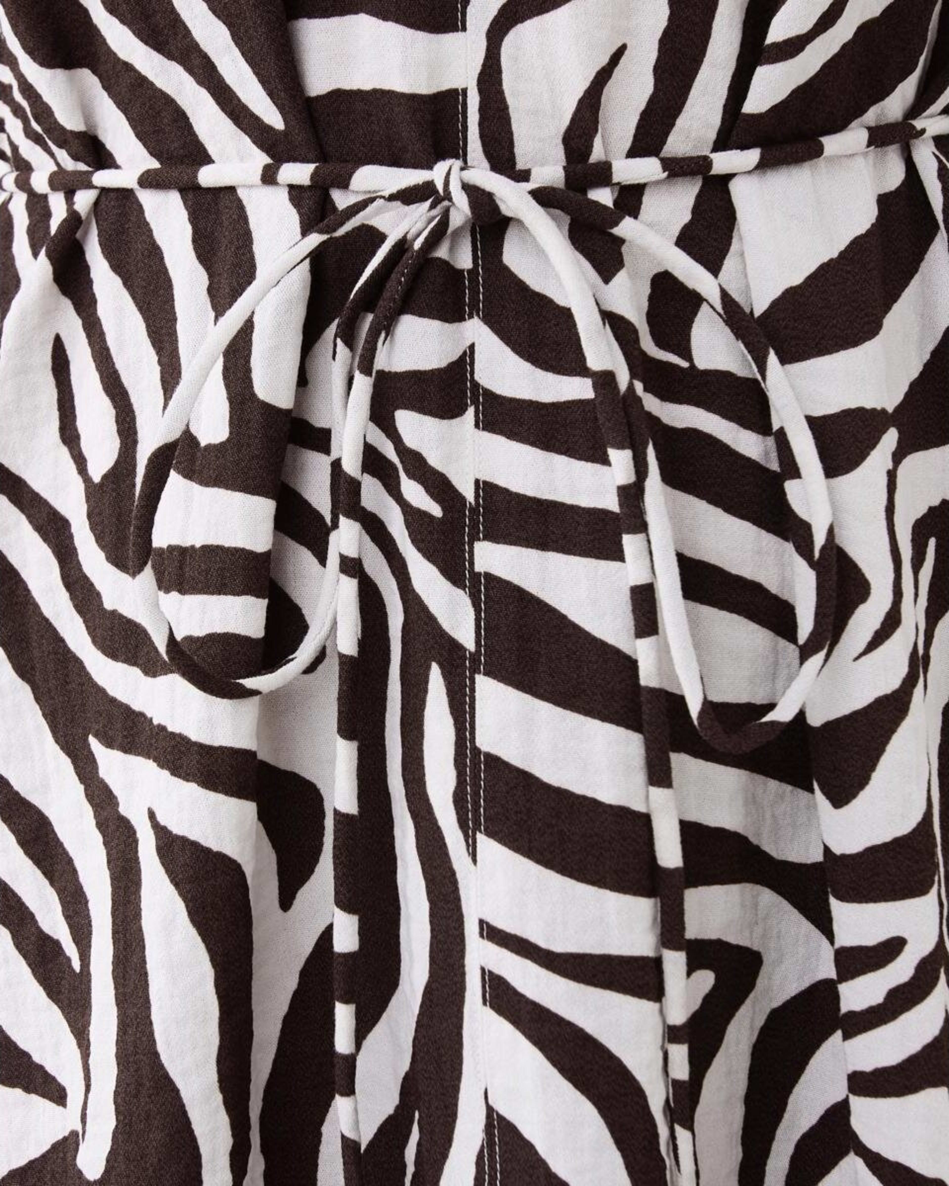 6 Long Sleeve Textured Tie Mini Dress Zebra, 6 of 8