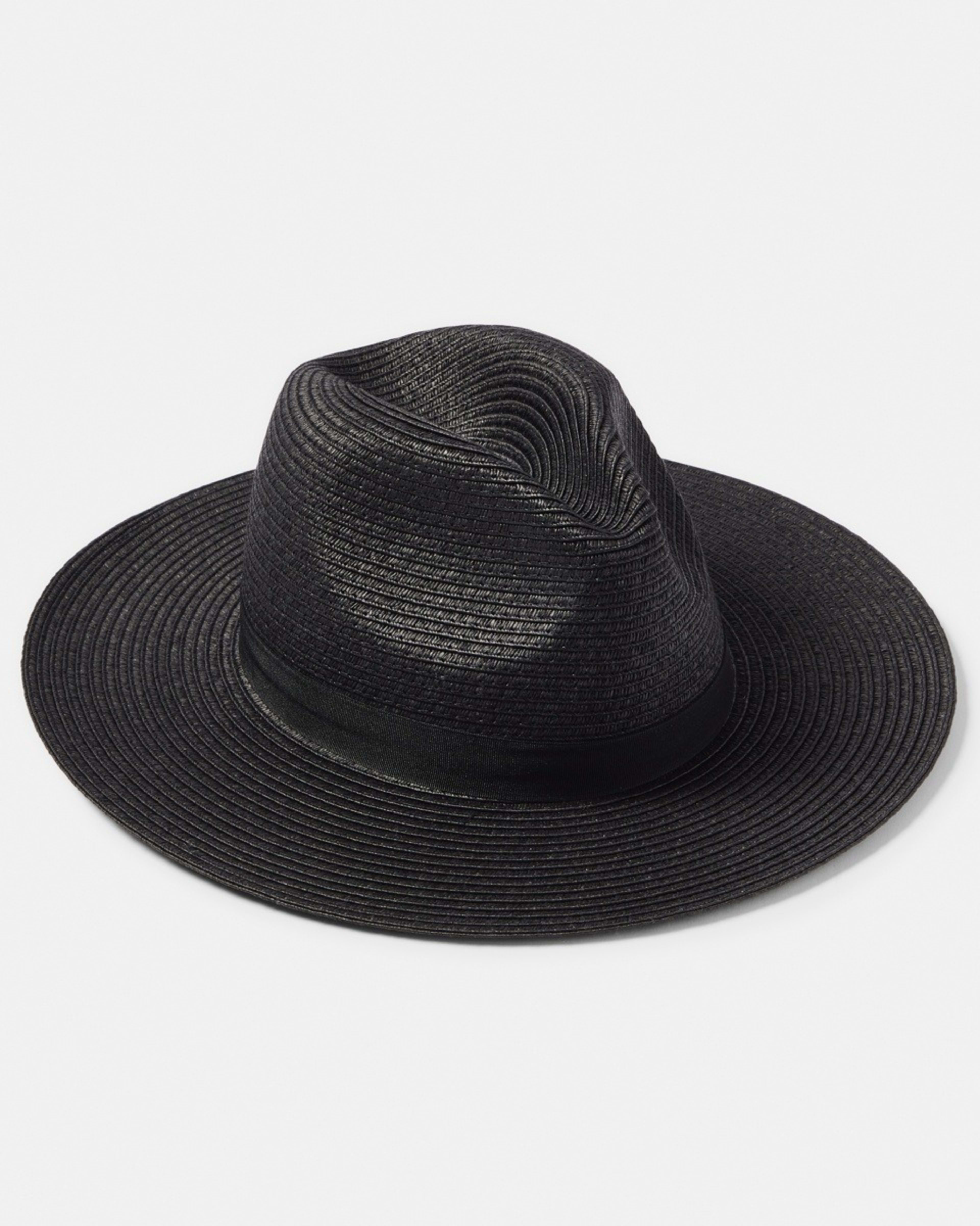 1 Metal Trim Fedora Hat BLACK