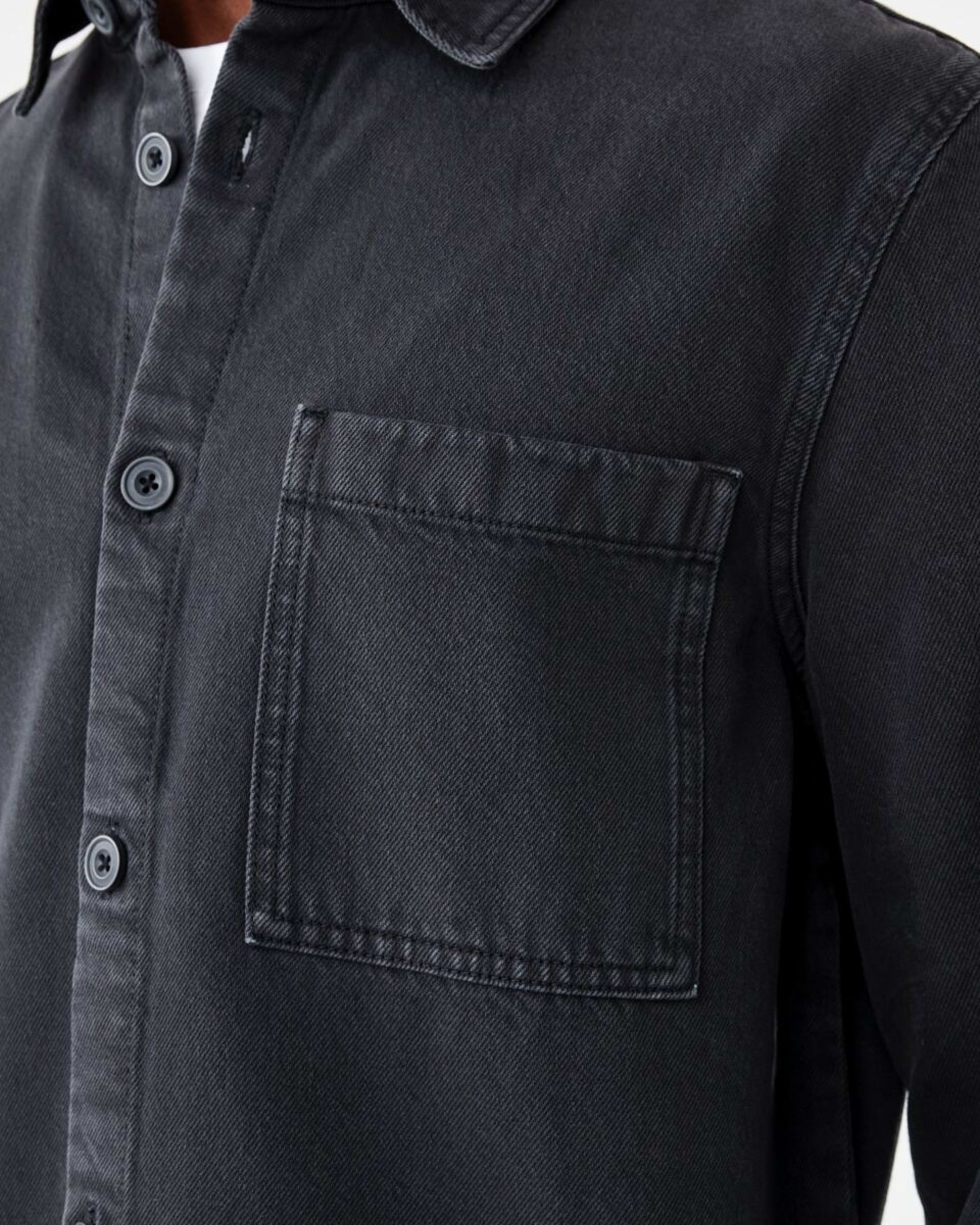 7 Long Sleeve Denim Overshirt WASHED BLACK, 7 of 7