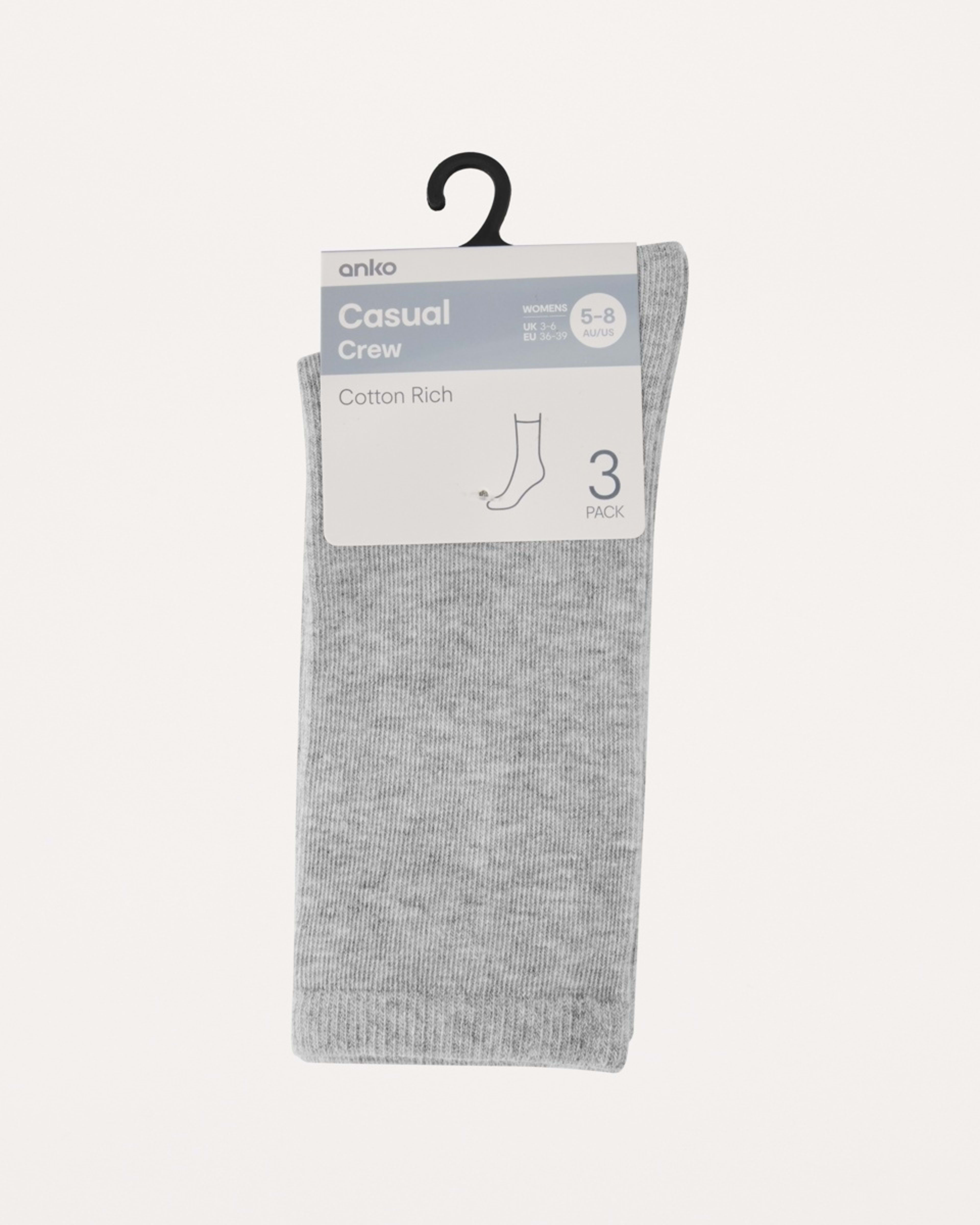 3 3 Pack Crew Socks SILVER MARLE, 3 of 3