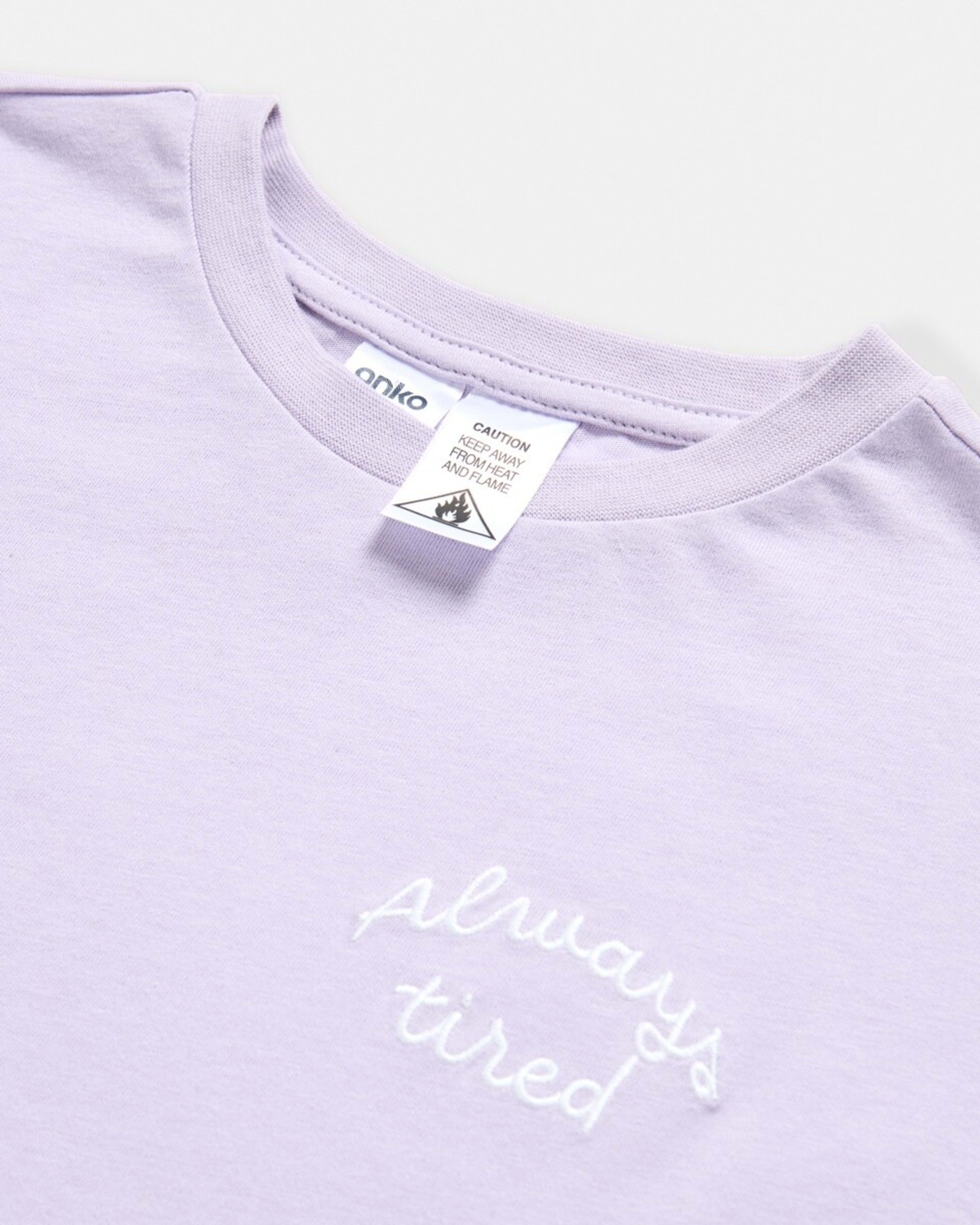 9 Knit Flannelette Pyjama Set Pur Slogan, 9 of 10
