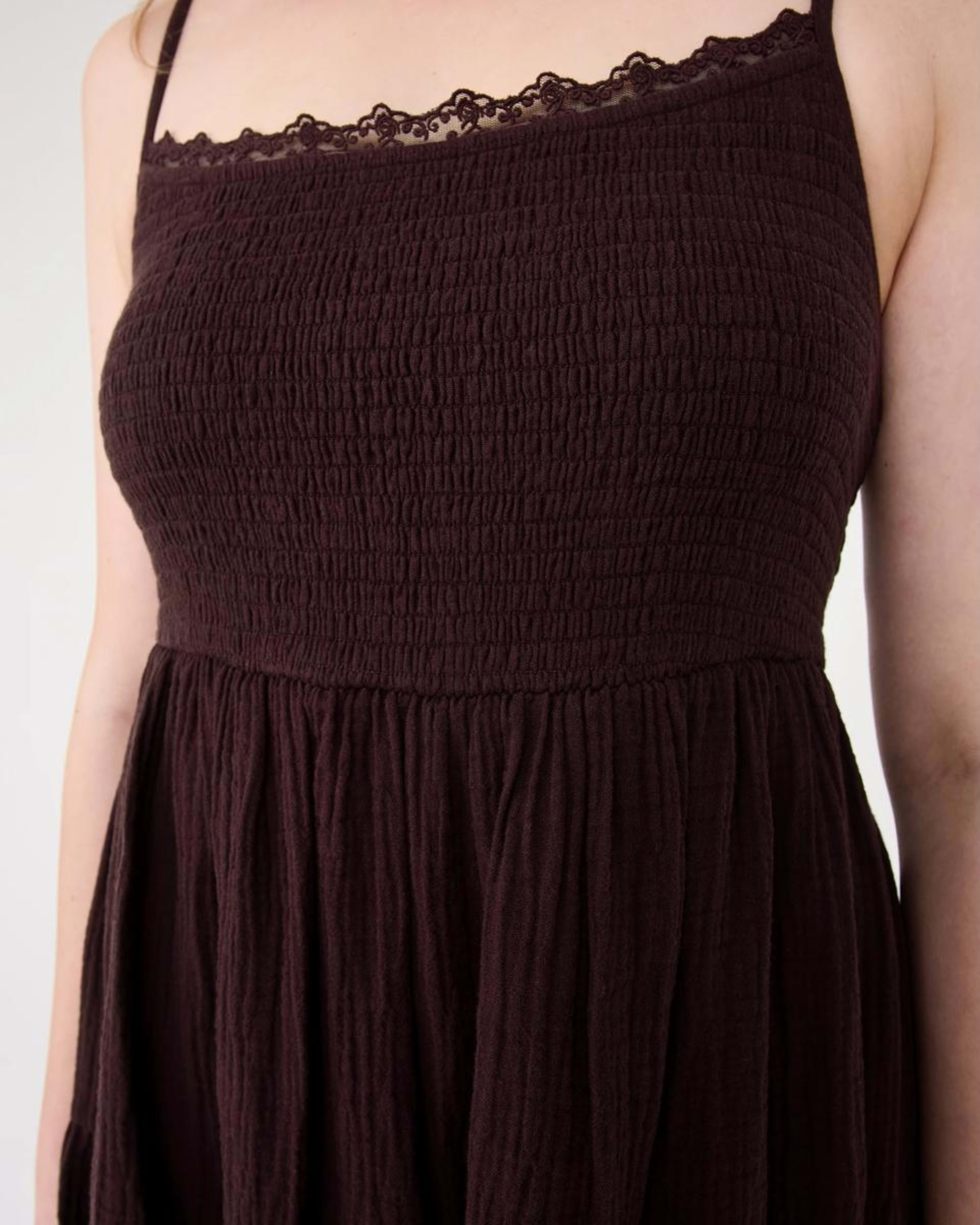 7 Sleeveless Lace Double Cloth Mini Dress Choc Plum, 7 of 9