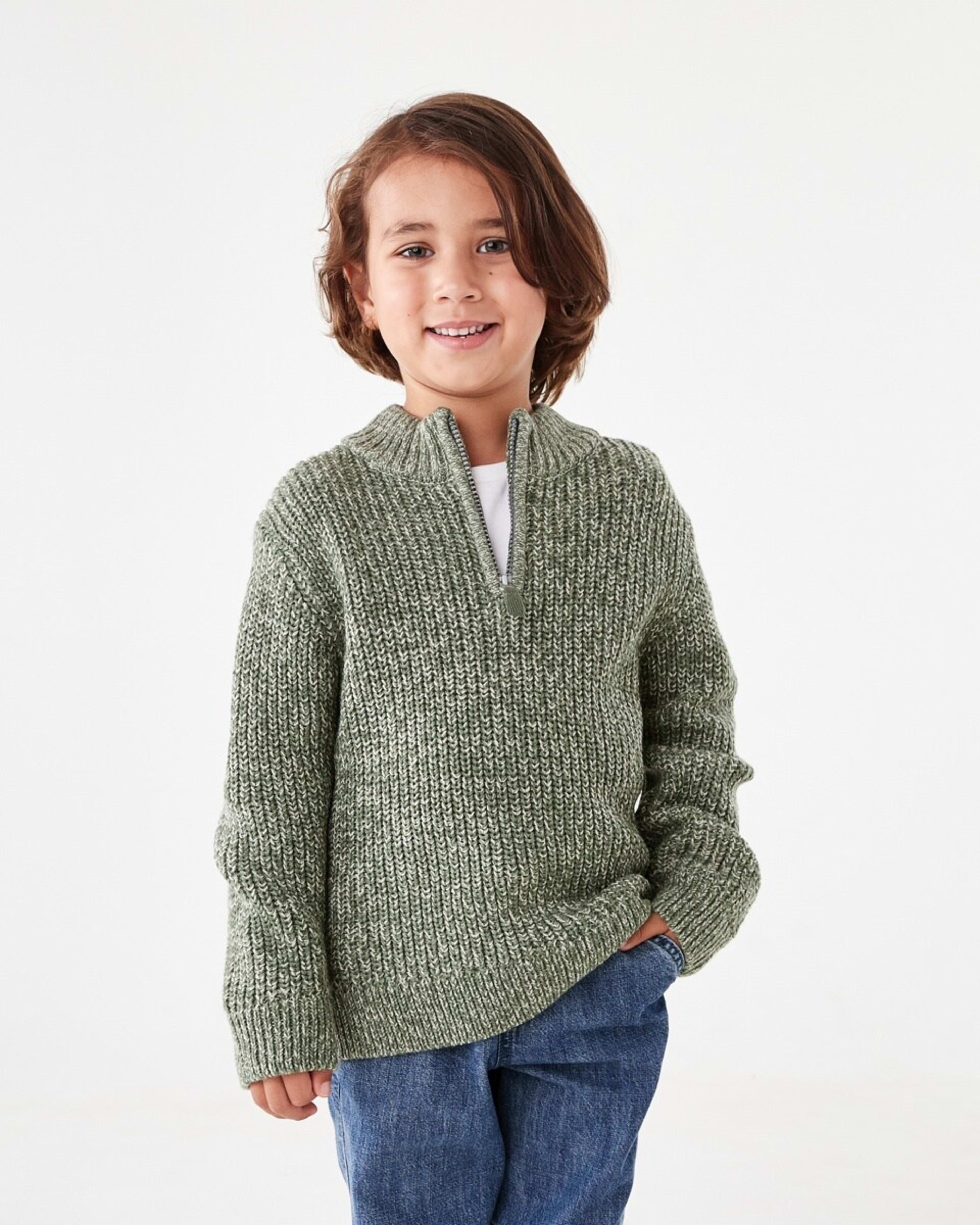 1 Fisherman Quarter Zip Knit Top Fisherman Green